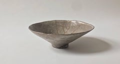 Grey ceramic bowl by Shiro Shimizu with gold kintsugi 