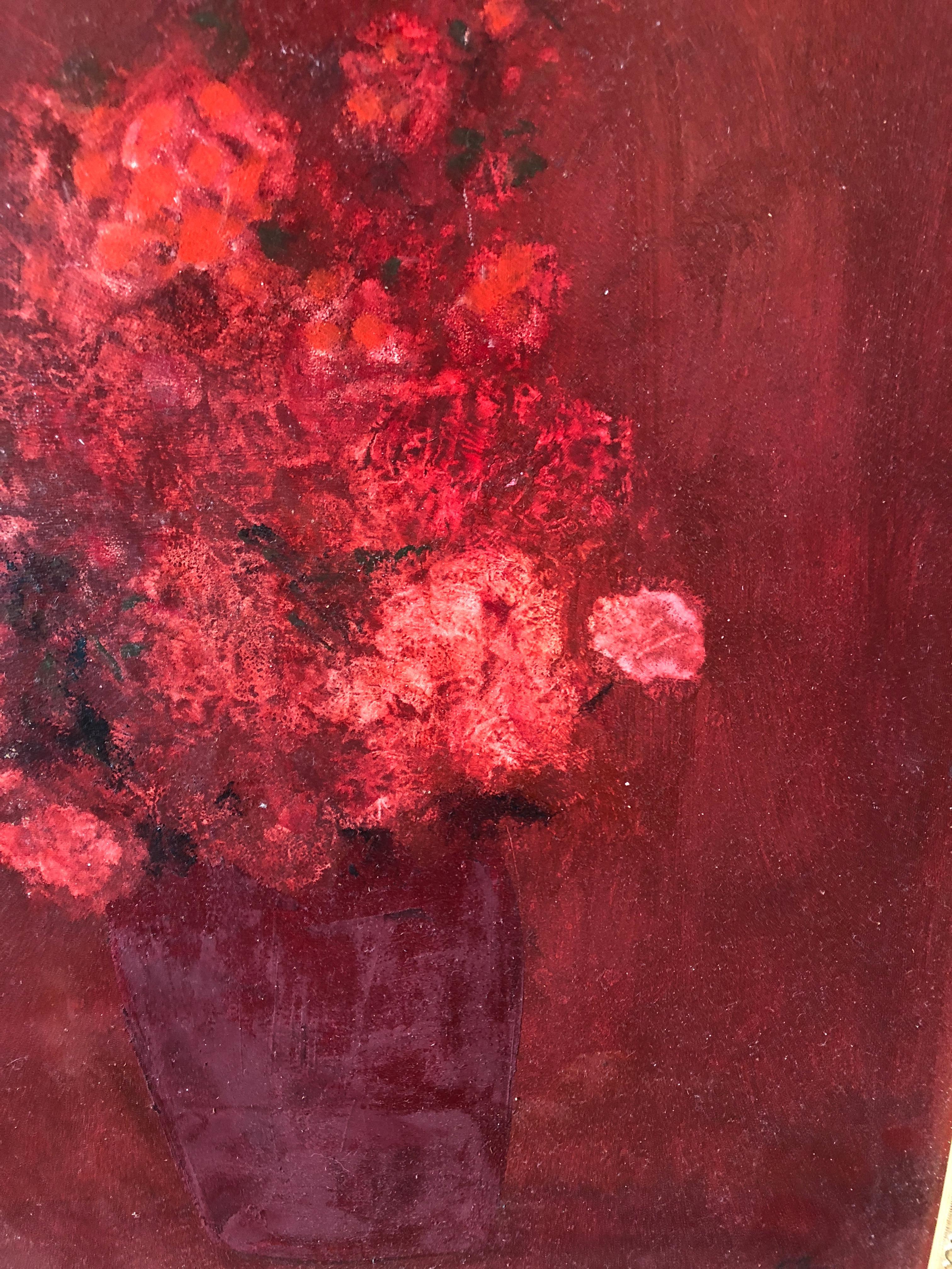 Garofani e boccioli di rosa - Painting Impressionismo astratto di Harold Cohn 