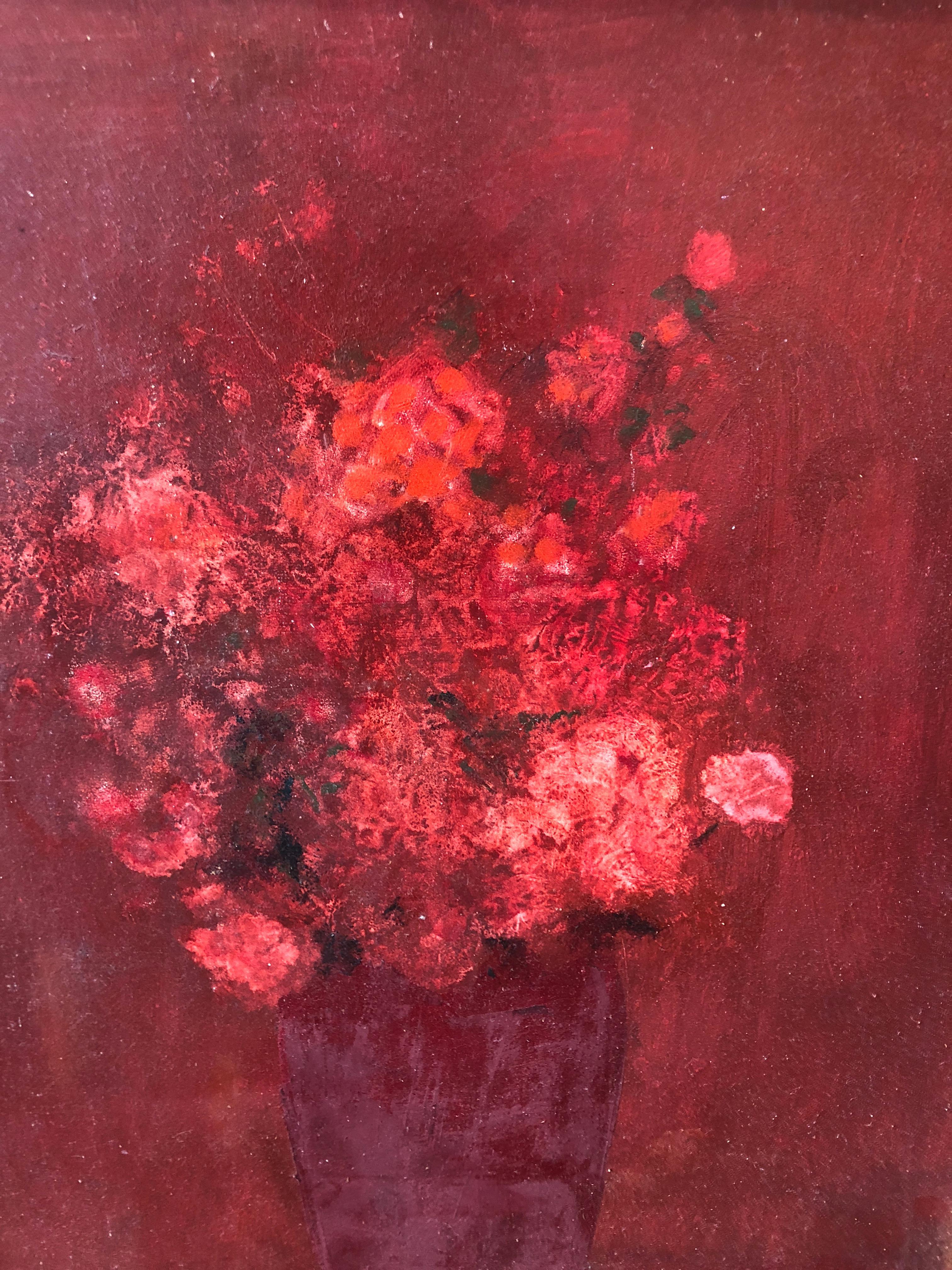 Carnations & Rose Buds - Painting by Harold Cohn 