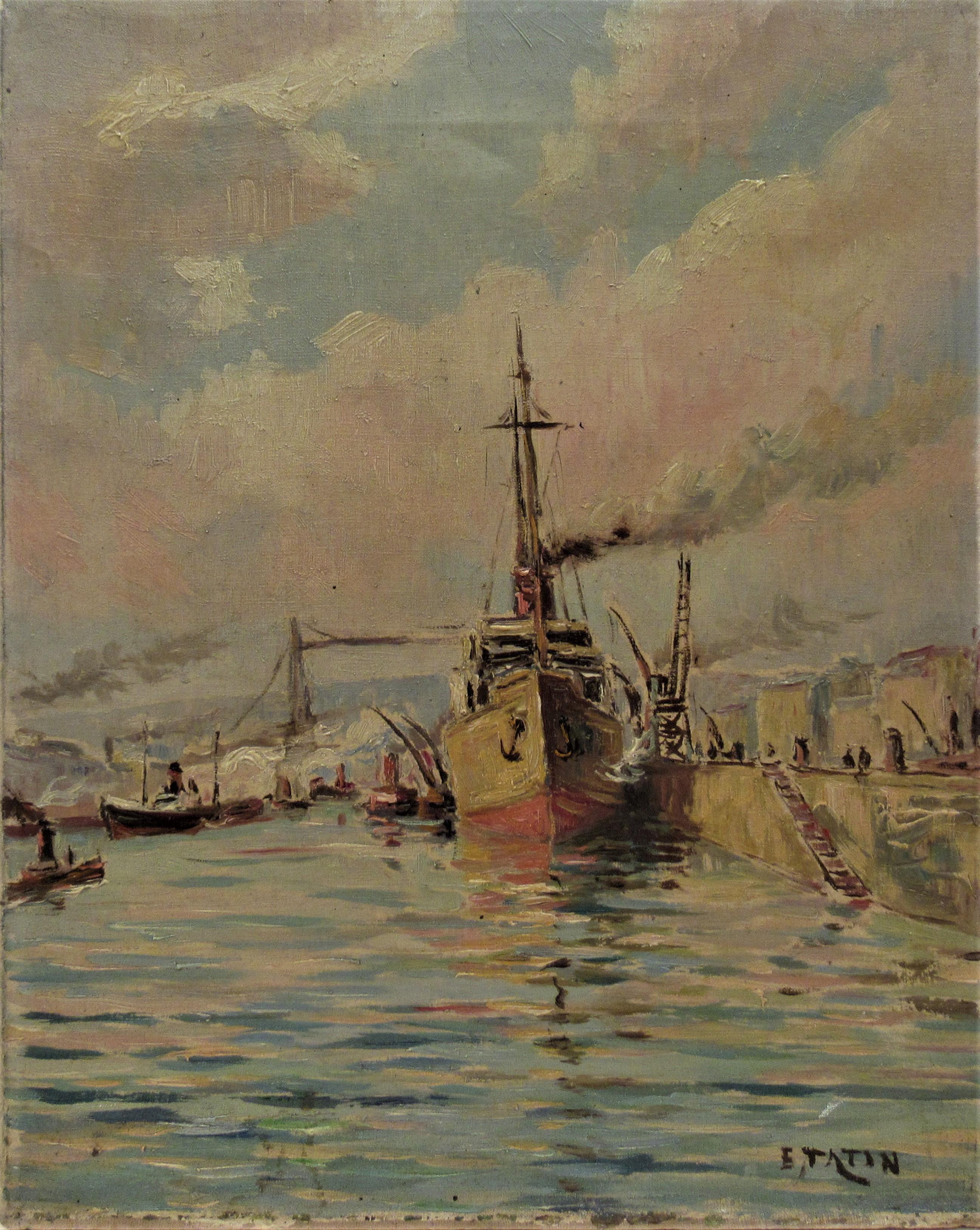 Port Scene - Painting by Emile Tatin