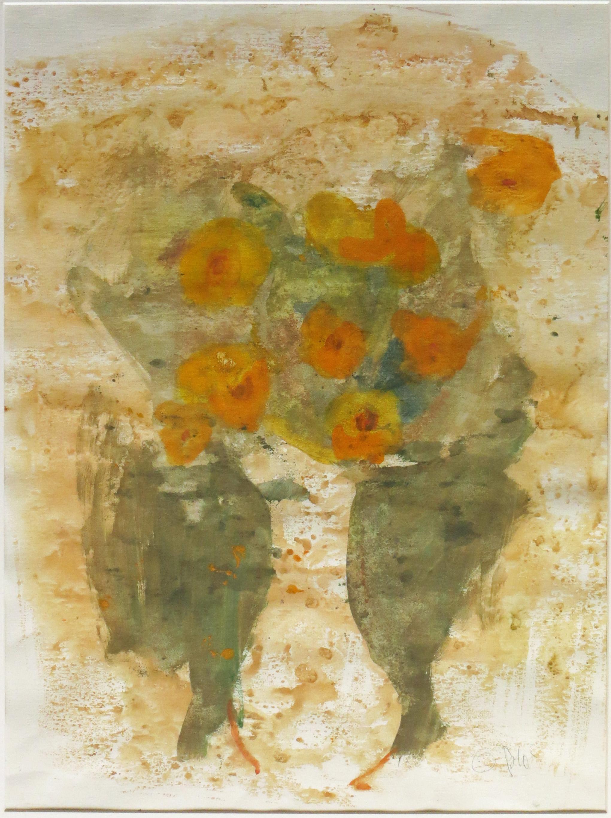 Blumen im Vintage-Stil – Painting von Theodore Polos