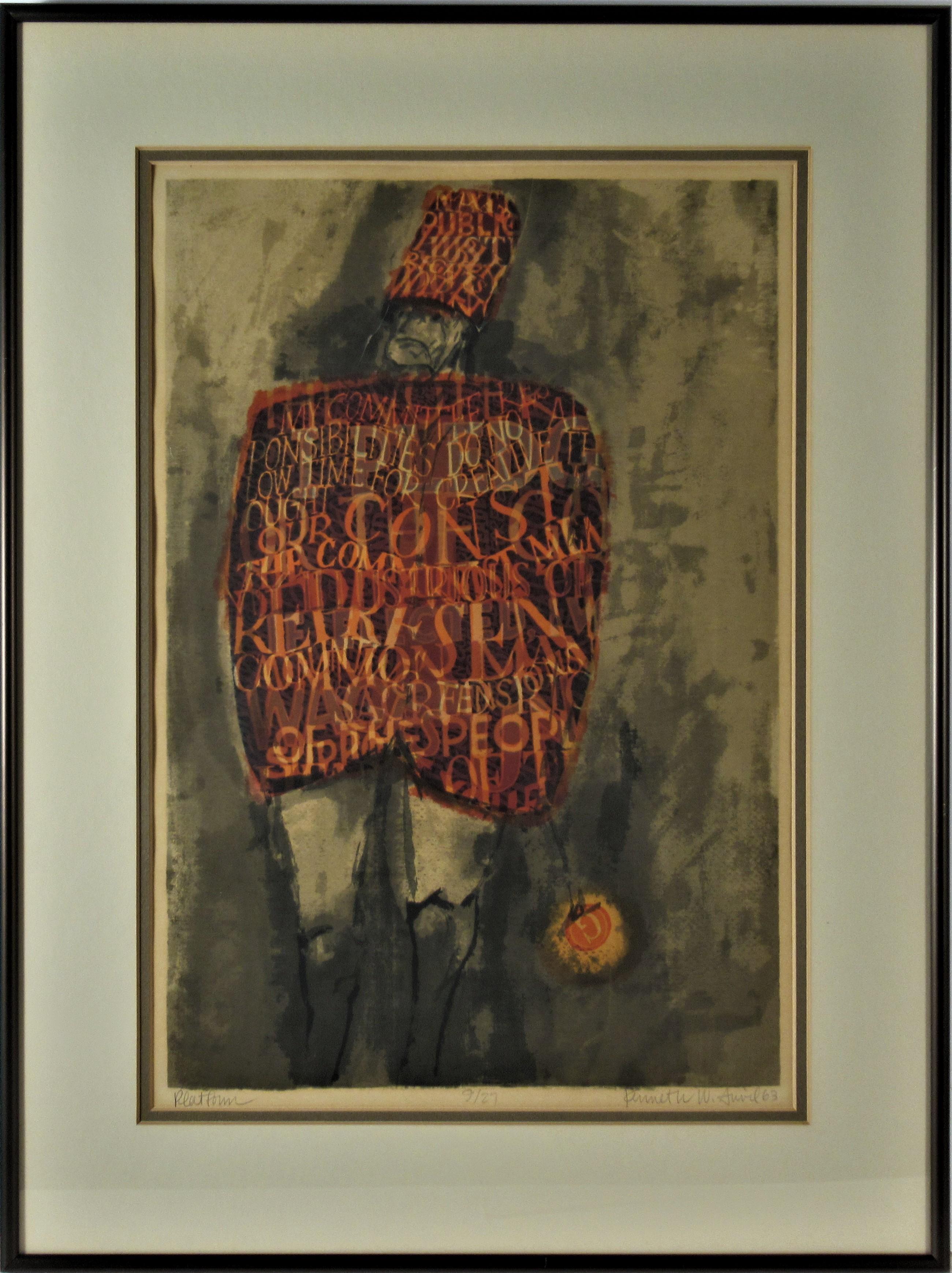 Kenneth William Auvil Figurative Print – Die Platte ist mit