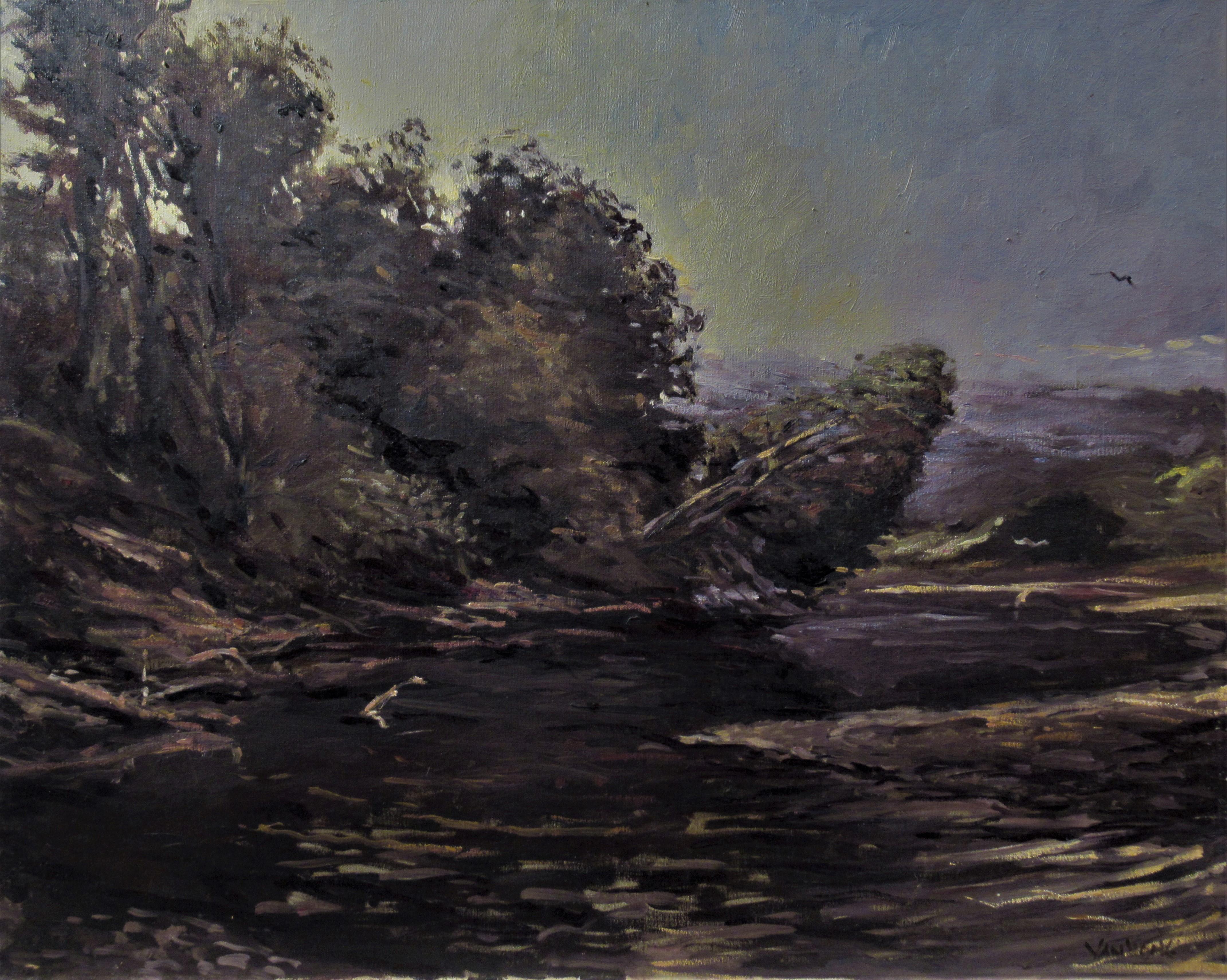 Landscape Painting de George Van Hook - Paisaje con lago