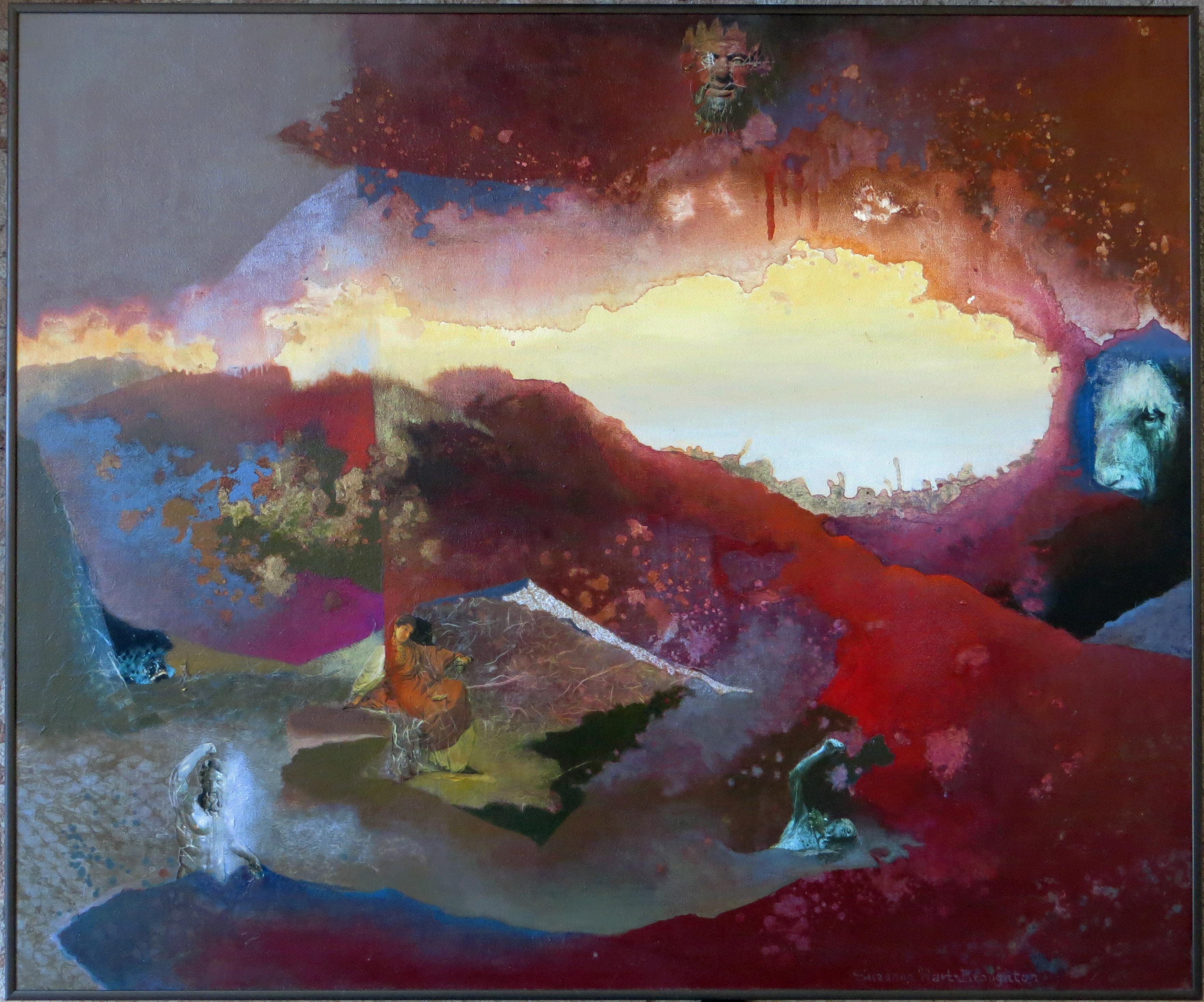 Suzanna Hart-Broughton Abstract Painting - Crimson Labyrinth