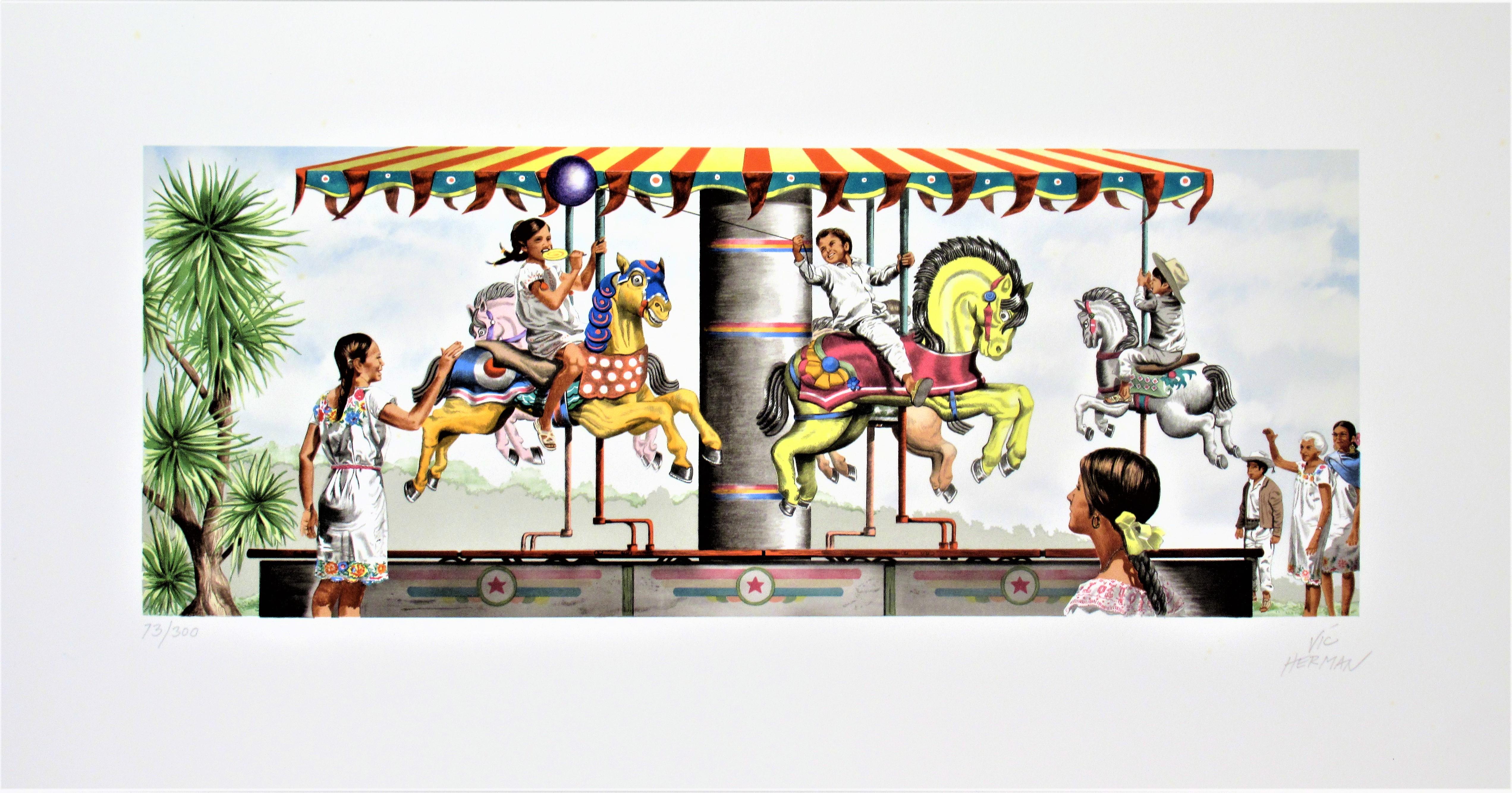 Vic Herman Figurative Print – Ride Em Vaquero