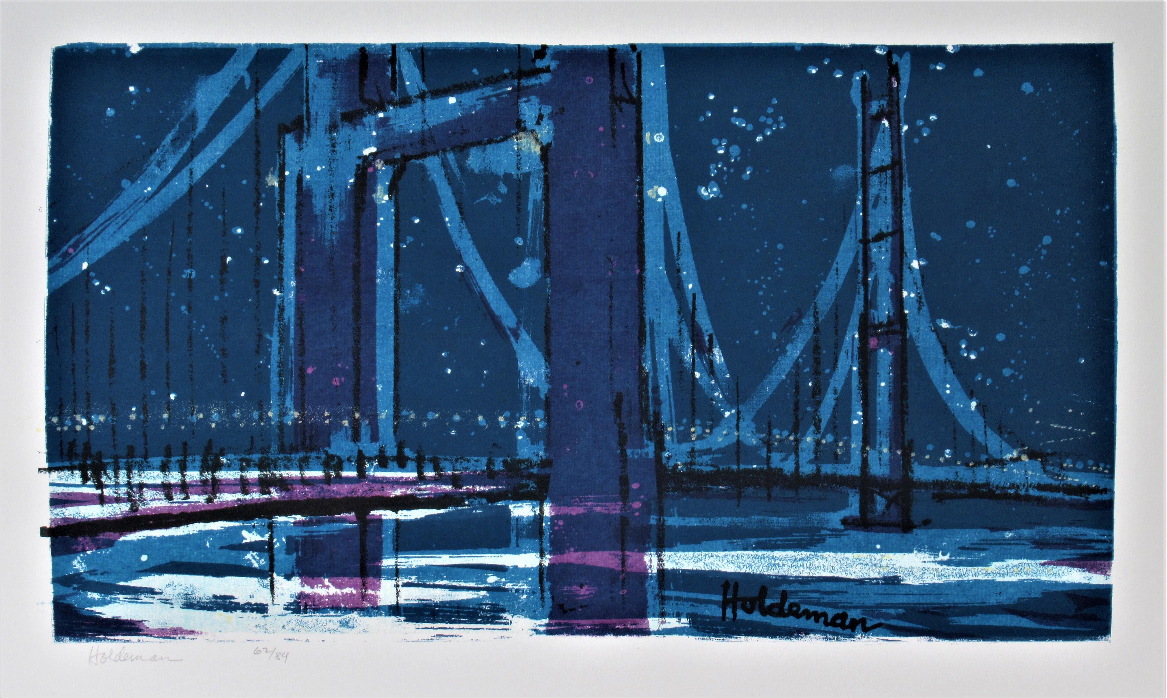 Robert Holdeman Landscape Print - Golden Gate Bridge, San Francisco, at Night