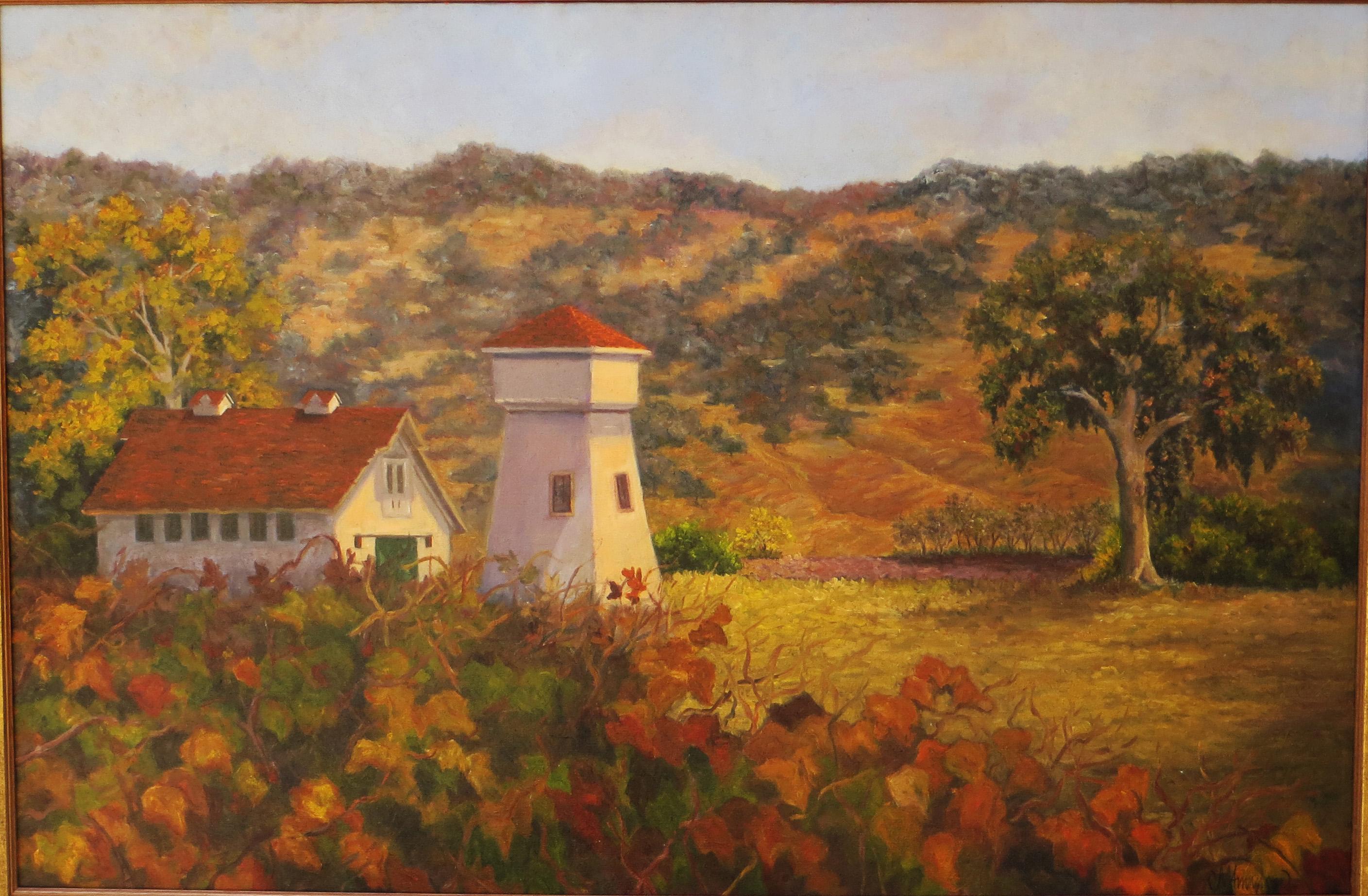 Margery Ammon Landscape Painting - Beckstoffer Vineyard, Napa Valley, California