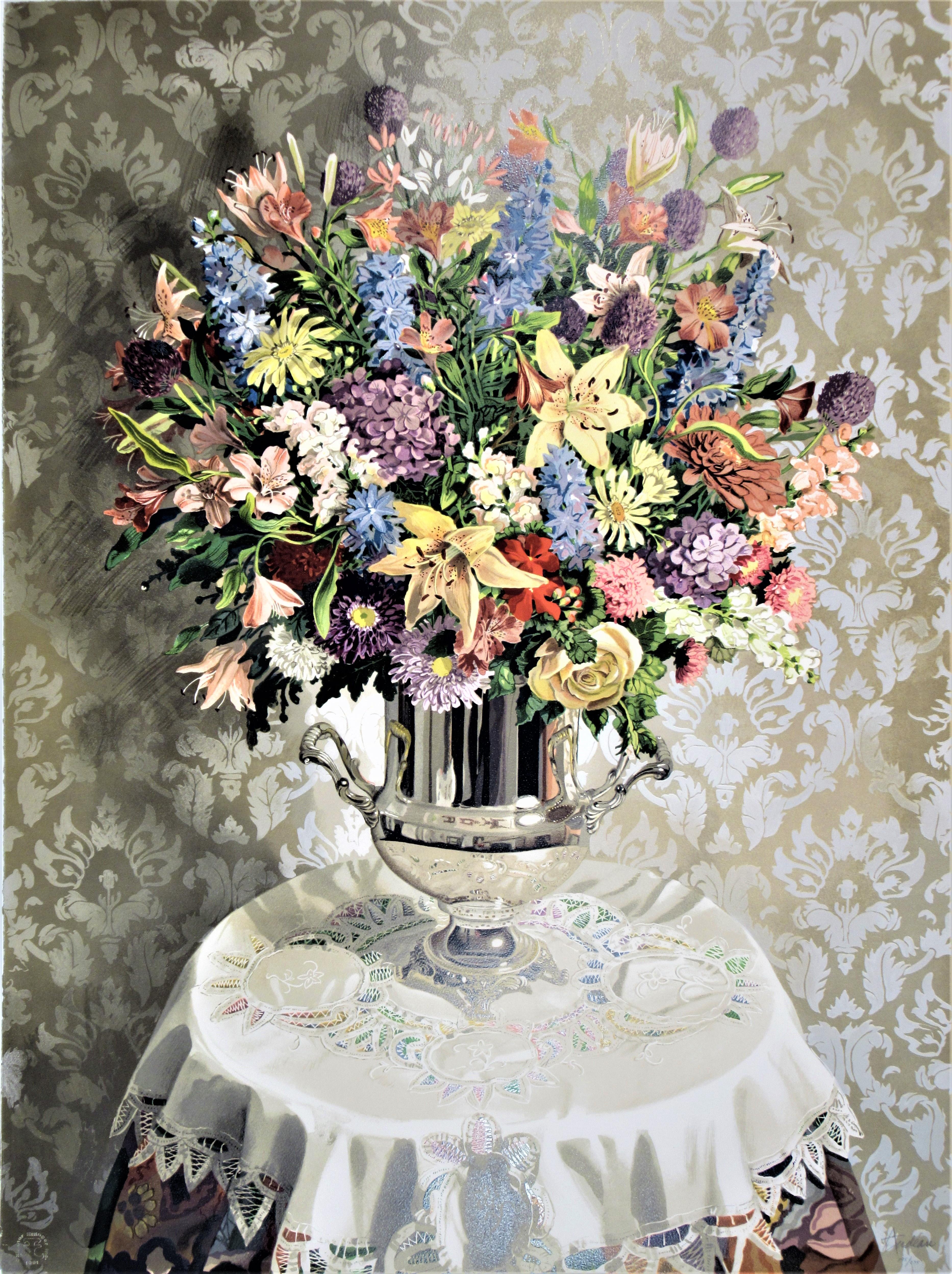 Still Life with Silver Vase, large color serigraph