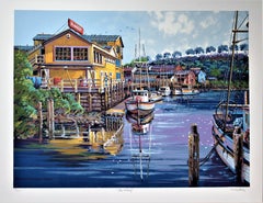 "The Wharf" Large original color serigraph
