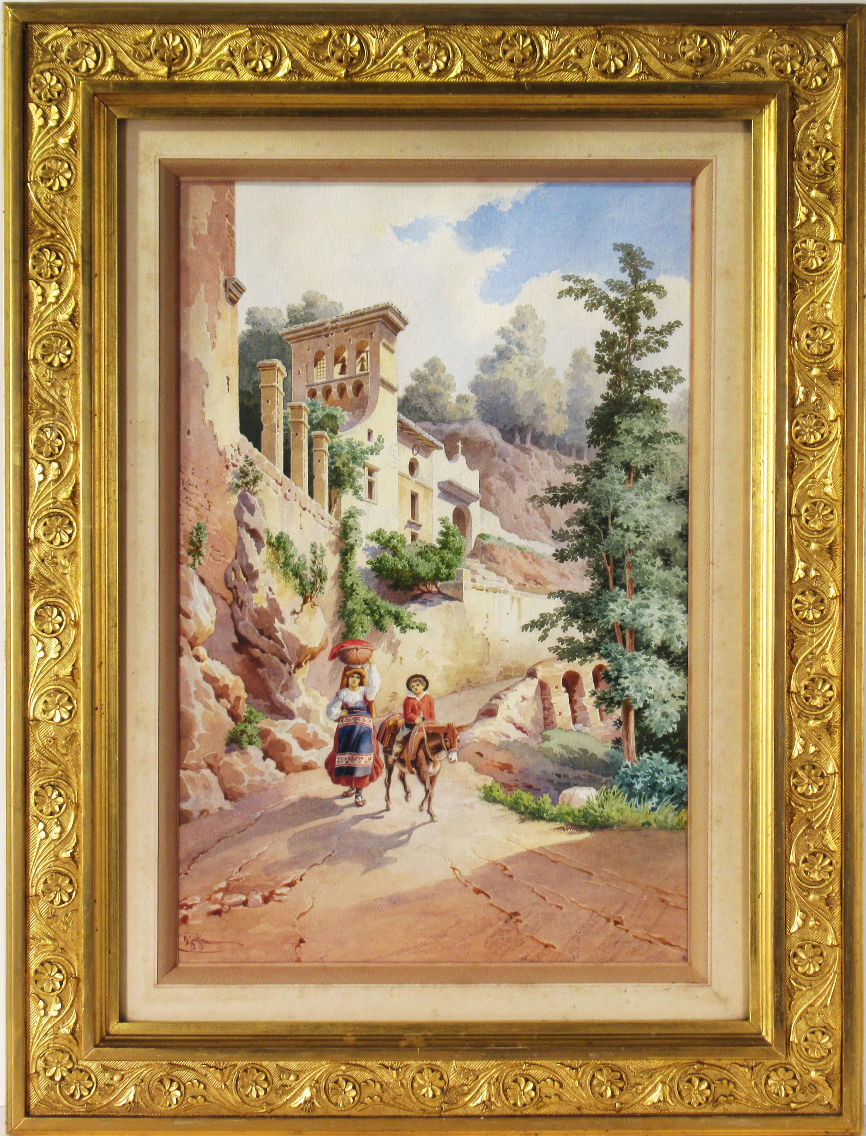 Figurative Art de Roberto Gigli - Escena de pueblo italiano