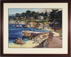 Vintage "Sea Shore Near Carmel, Carmel California" Large watercolor