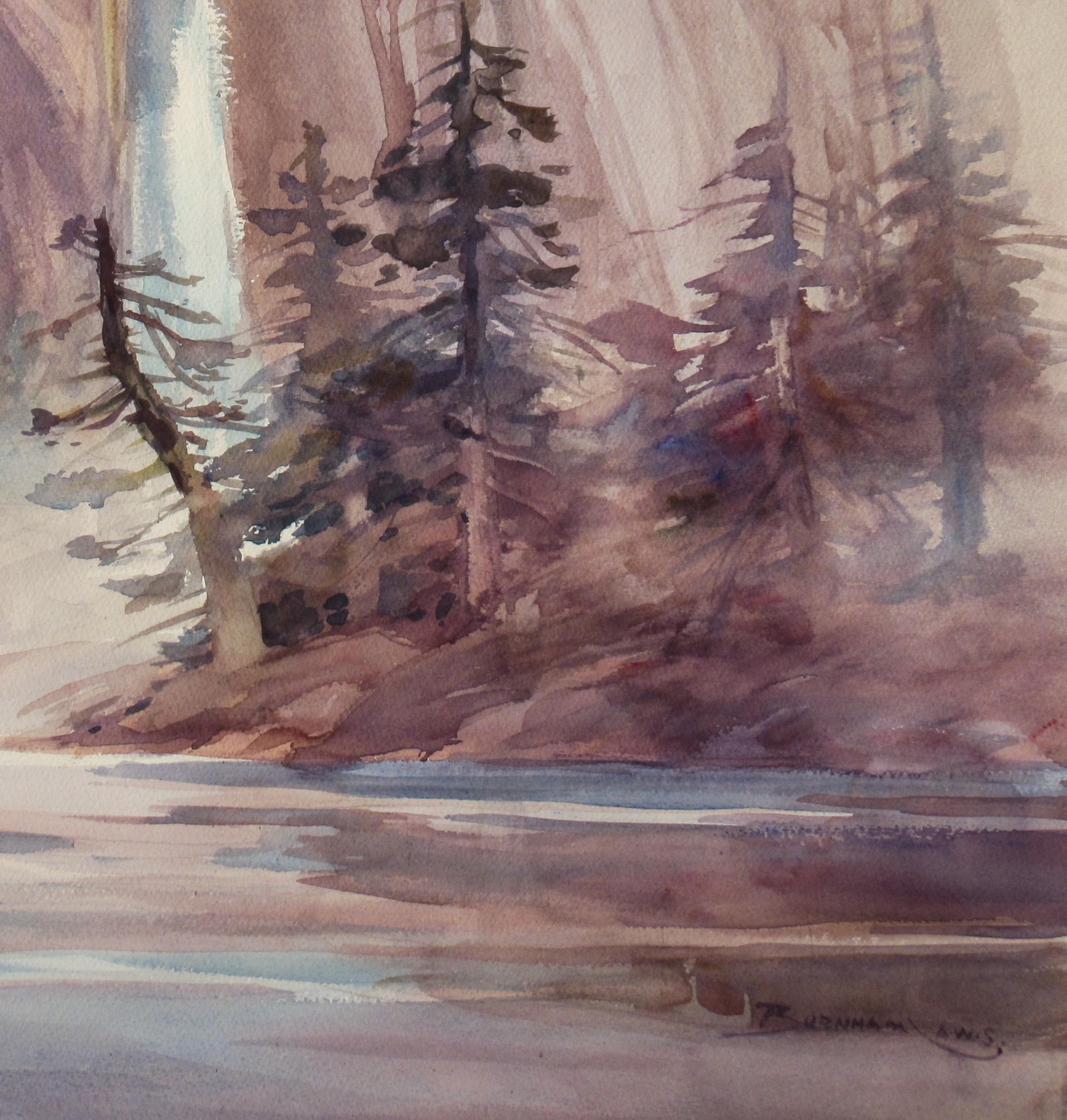 Yosemite Falls - Brown Figurative Art by Jane Burnham