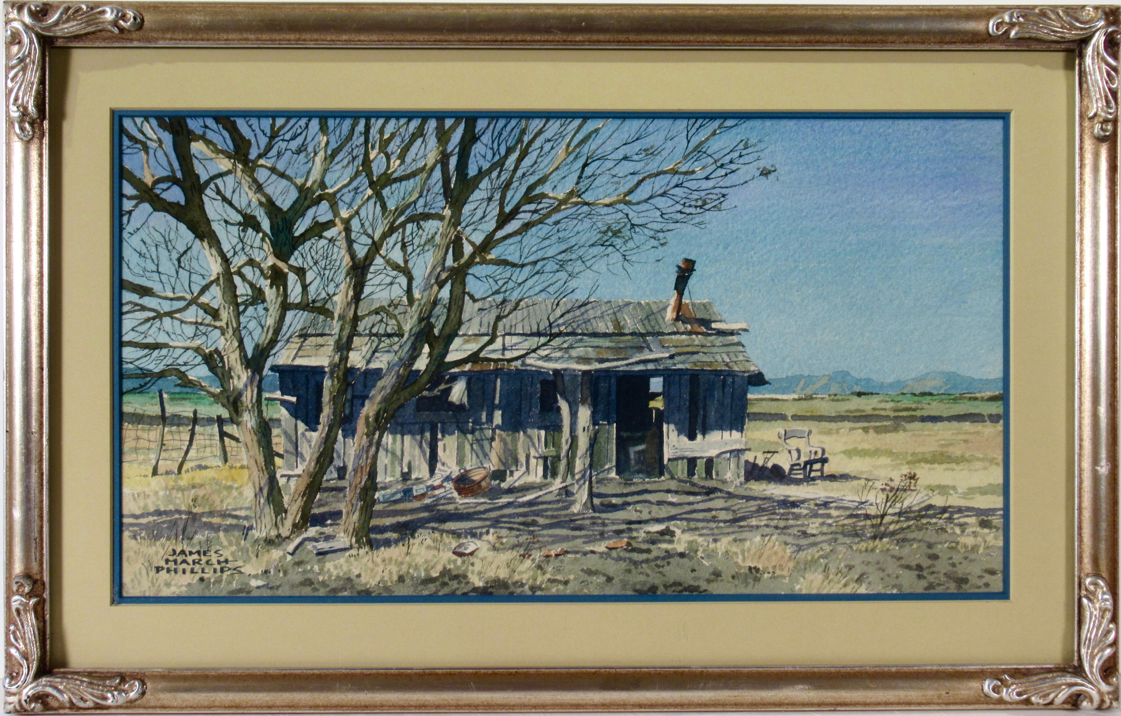 James March Phillips Landscape Art - Forgotten Ranch House, Arizona