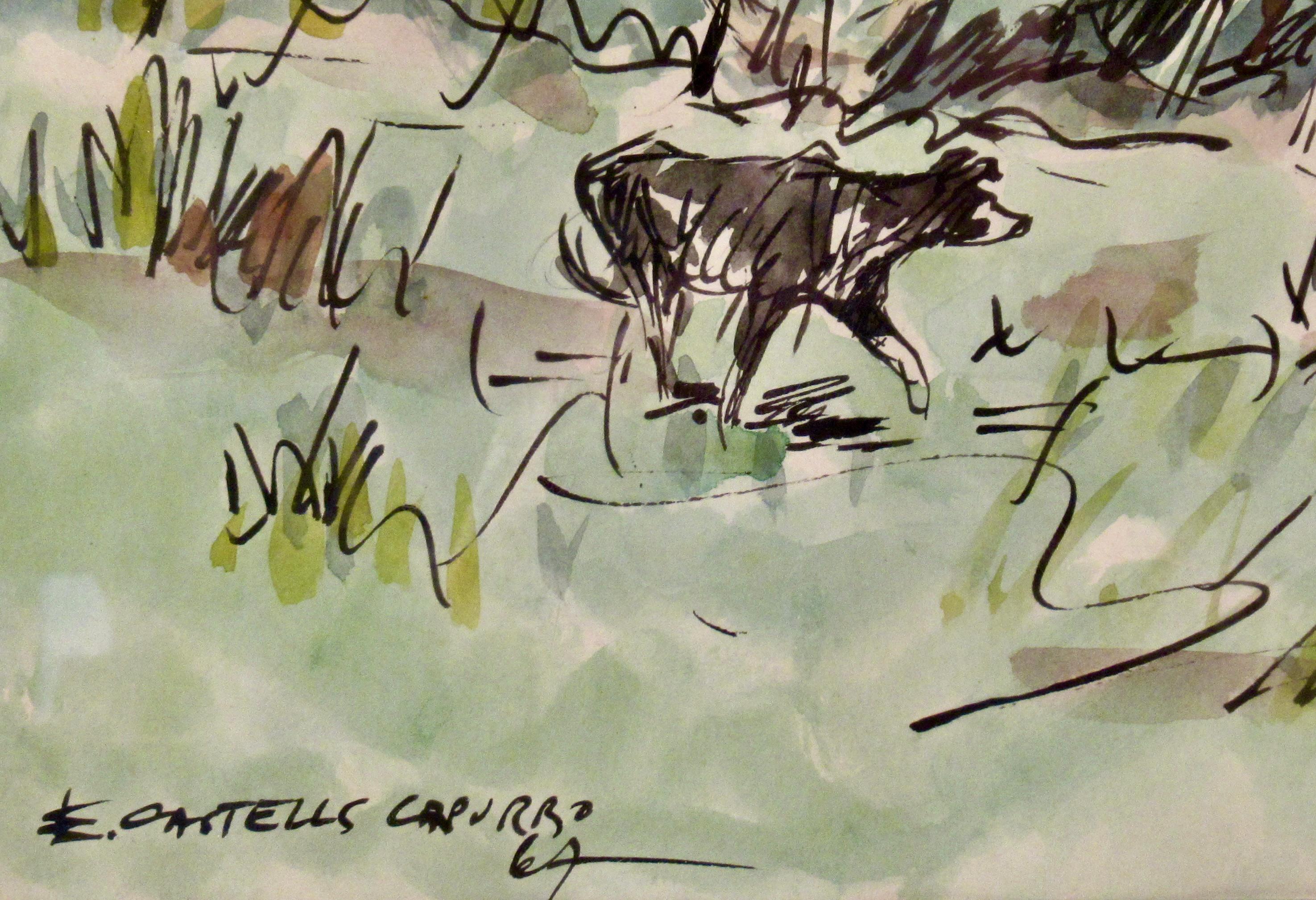 Guiding the Herd - Impressionist Art by Enrique Castells Capurro