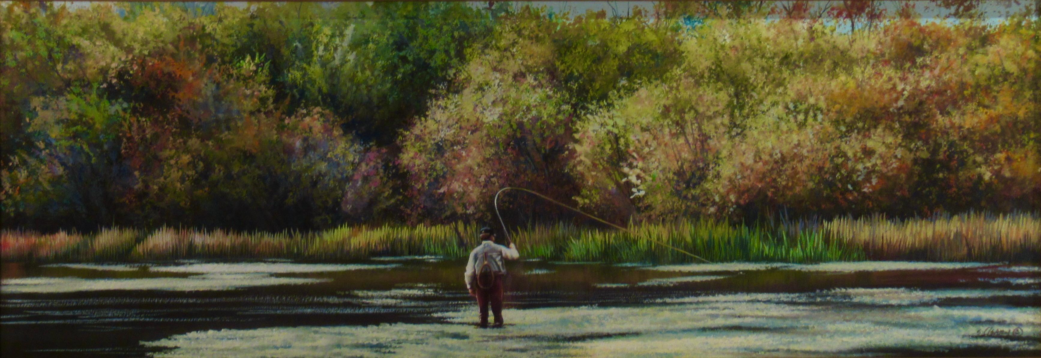 La pêche dans un lac - Art de Shirley Cleary