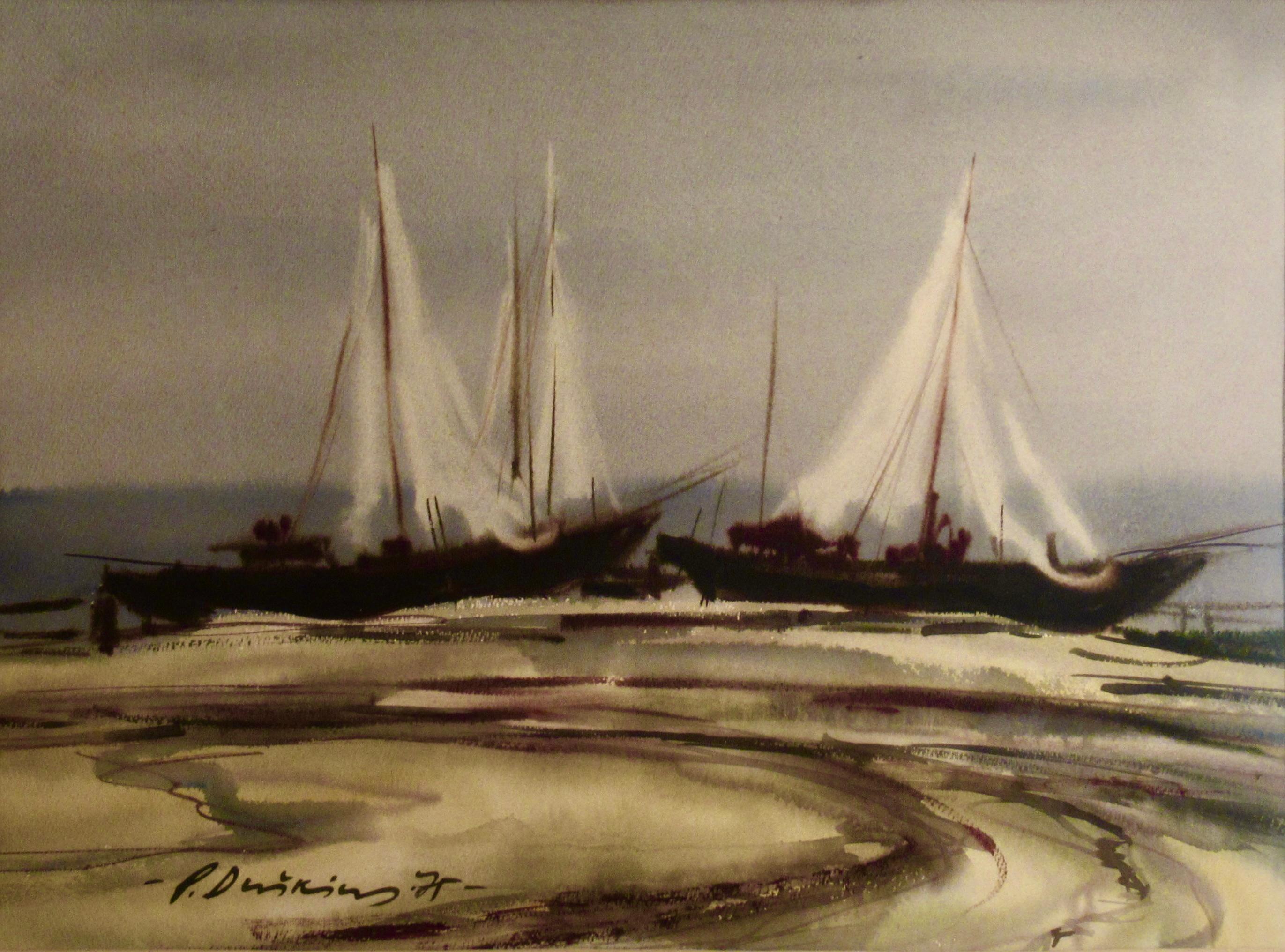 Seashore with Boats - Art by Paul Duskins