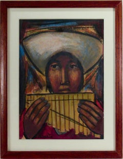 Retro Otavalo Andean Flute Player