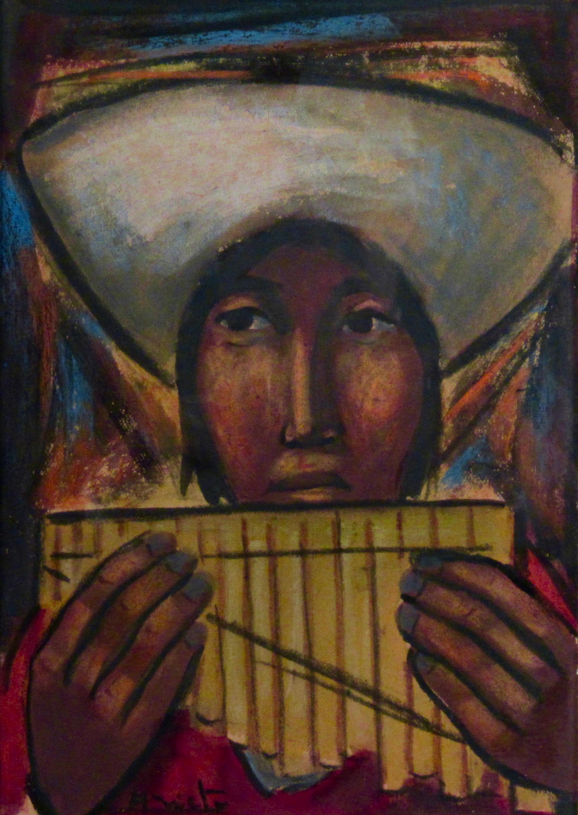 Otavalo Andean Flute Player - Art by Arturo Nieto