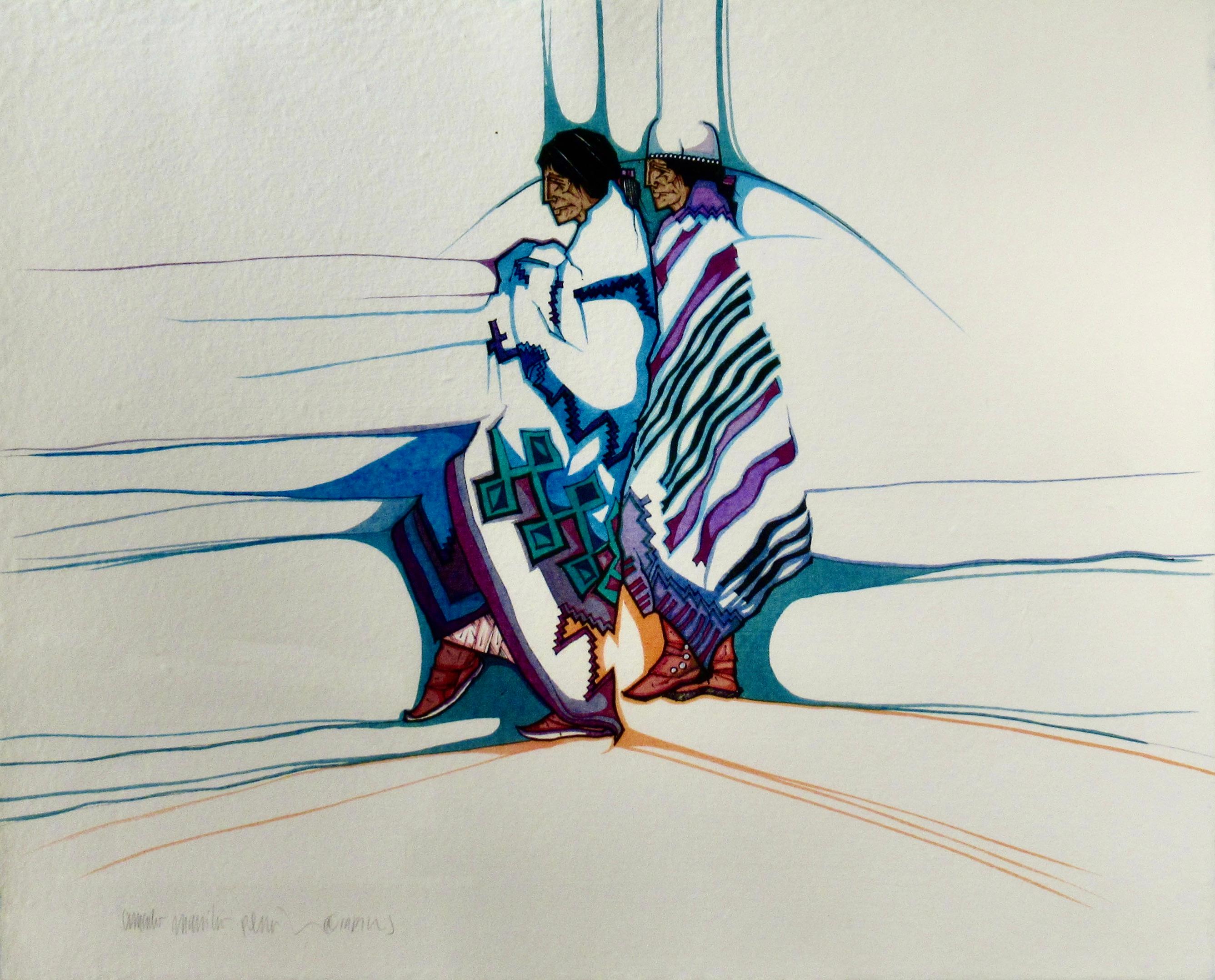 „Danzantes de Colores“ aus der Serie „Colcha“ (Amerikanischer Realismus), Art, von Amado Maurilio Pena