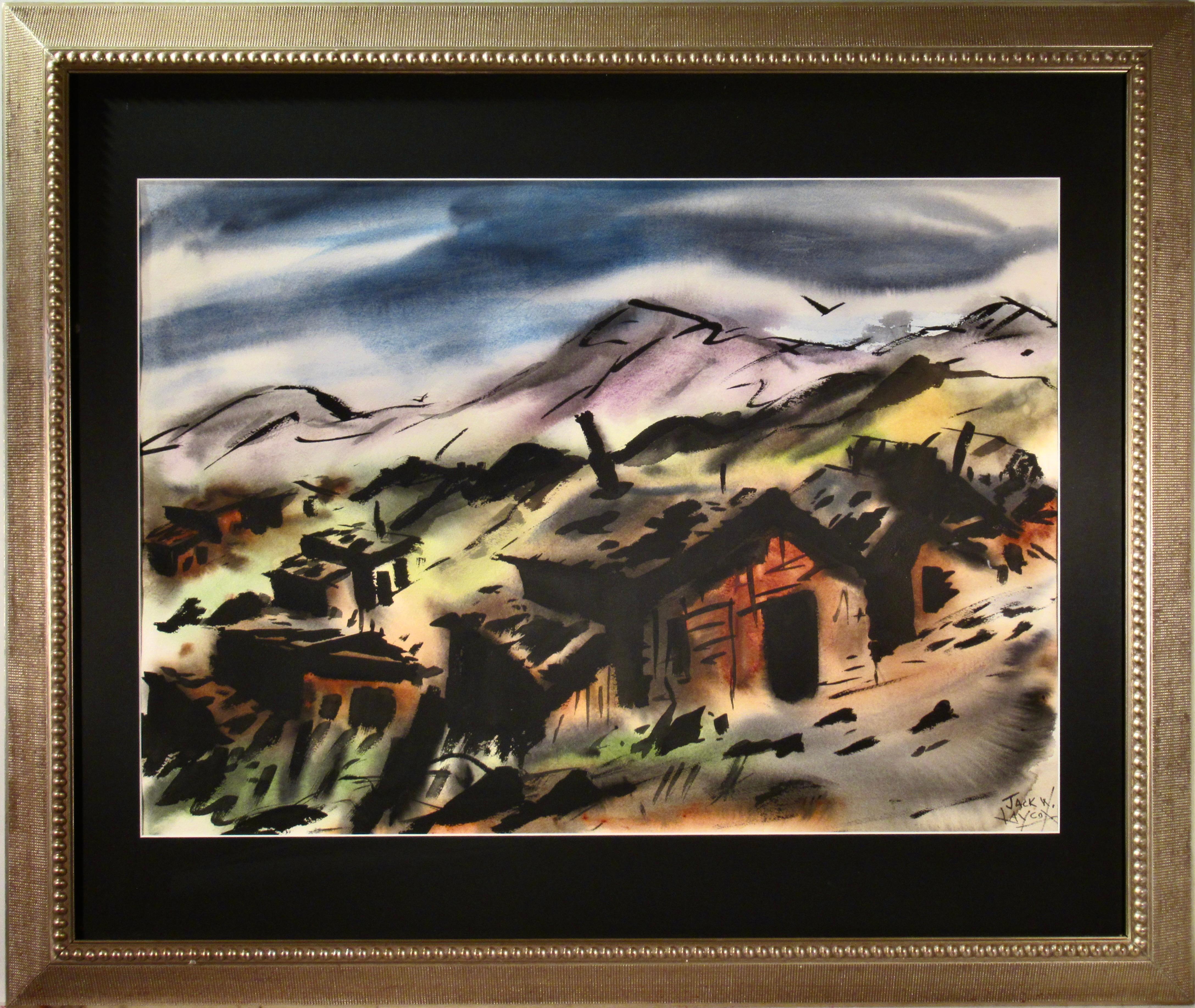 Figurative Art William Jack Laycox - « The Abandoned Farm », grande aquarelle.