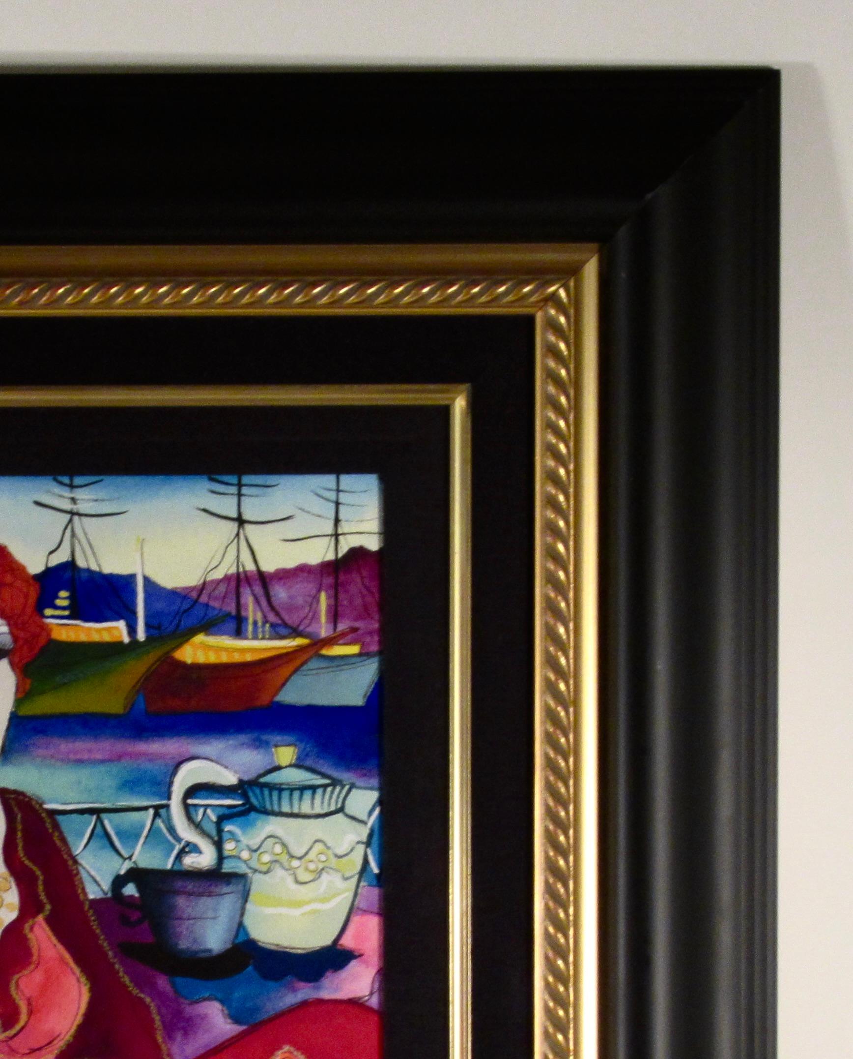Femme avec vue sur le port en vente 1
