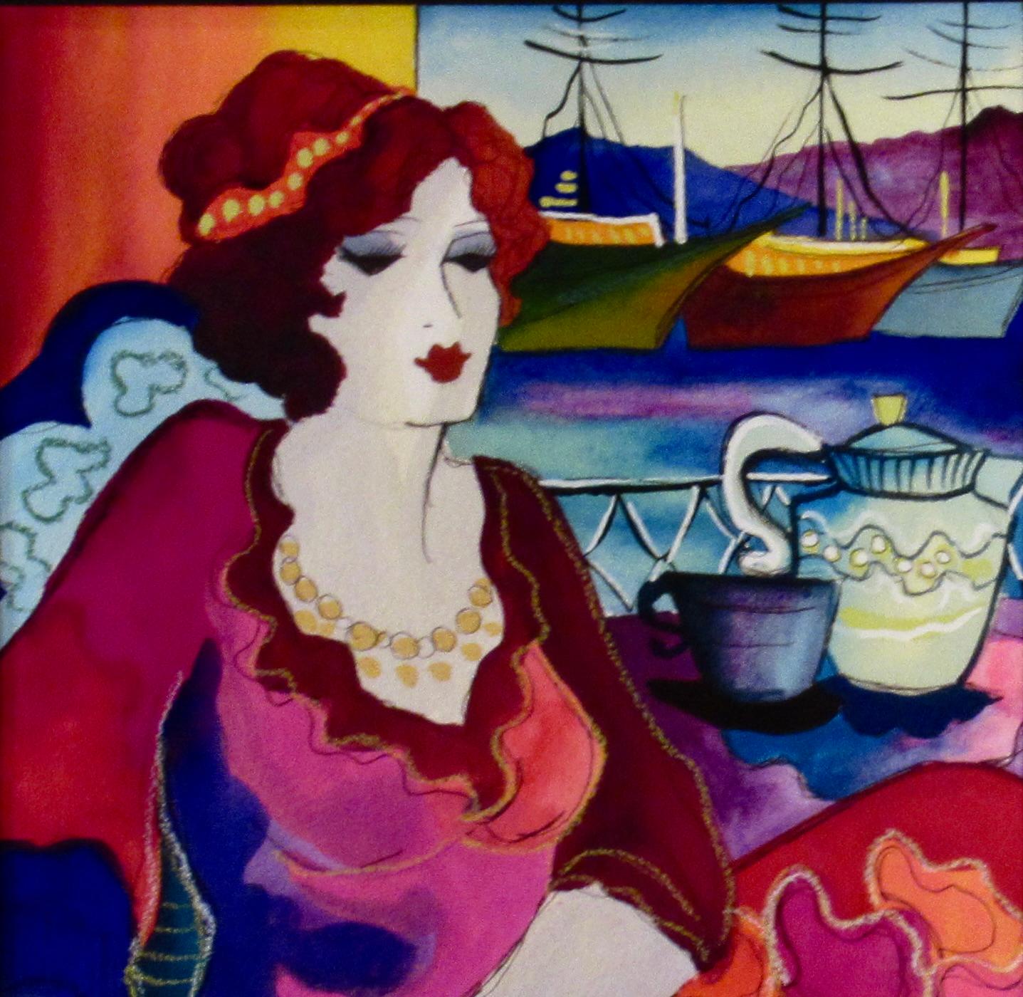 Femme avec vue sur le port - Réalisme Art par Patricia Govezensky