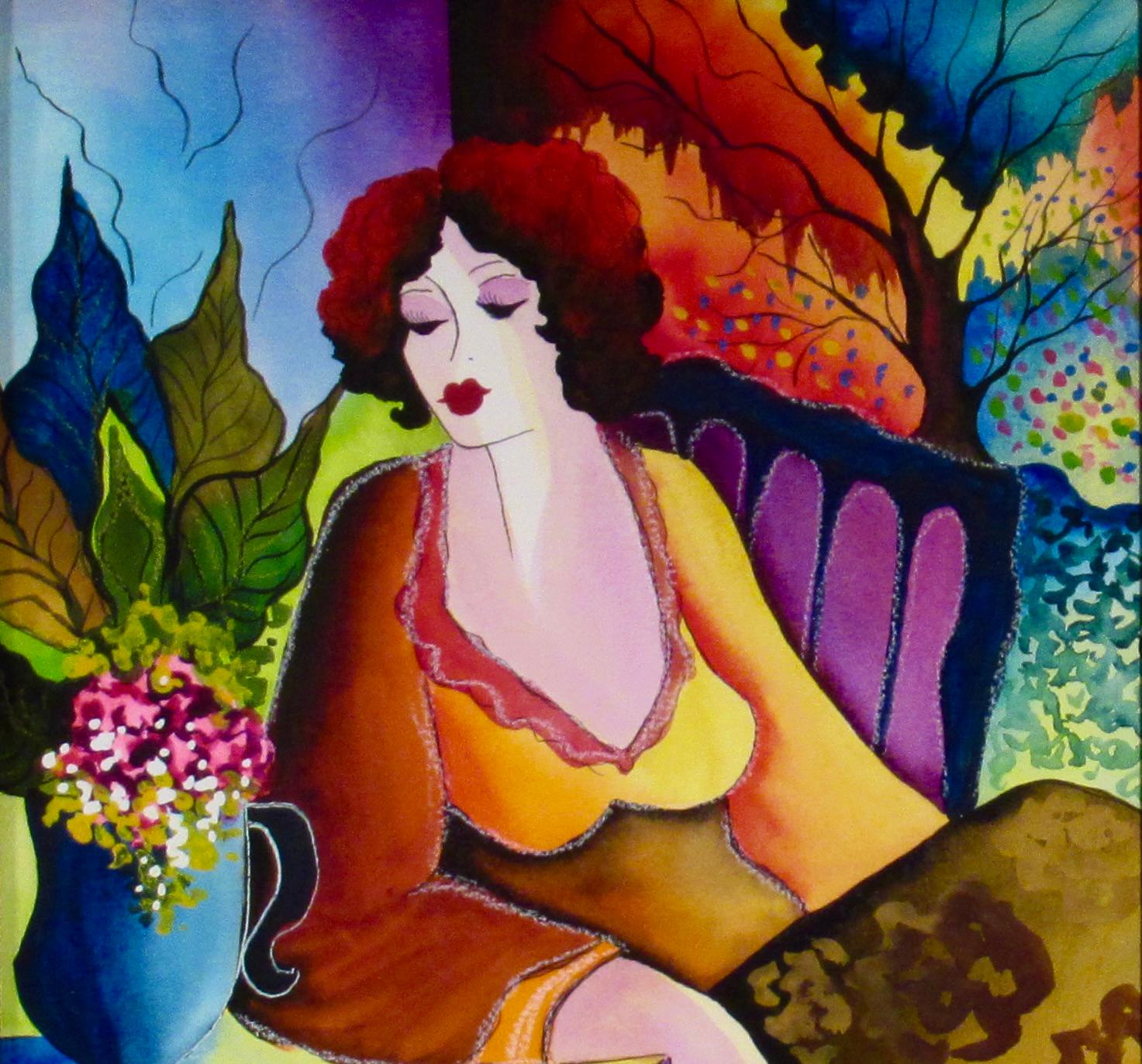 Donna con fiori - Art Realismo di Patricia Govezensky