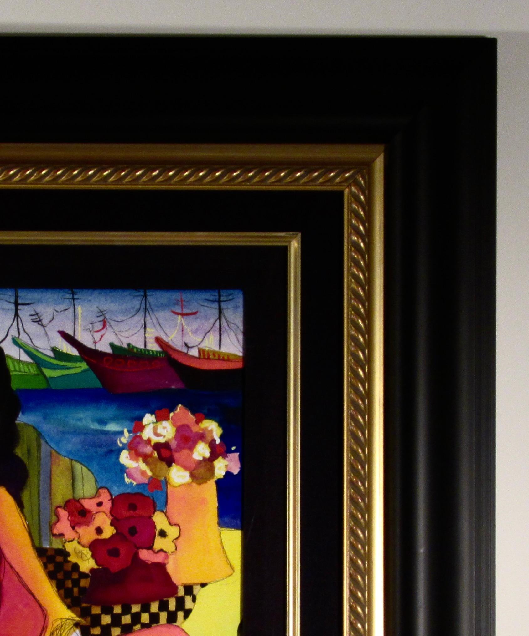 Woman with Harbor View II For Sale 1