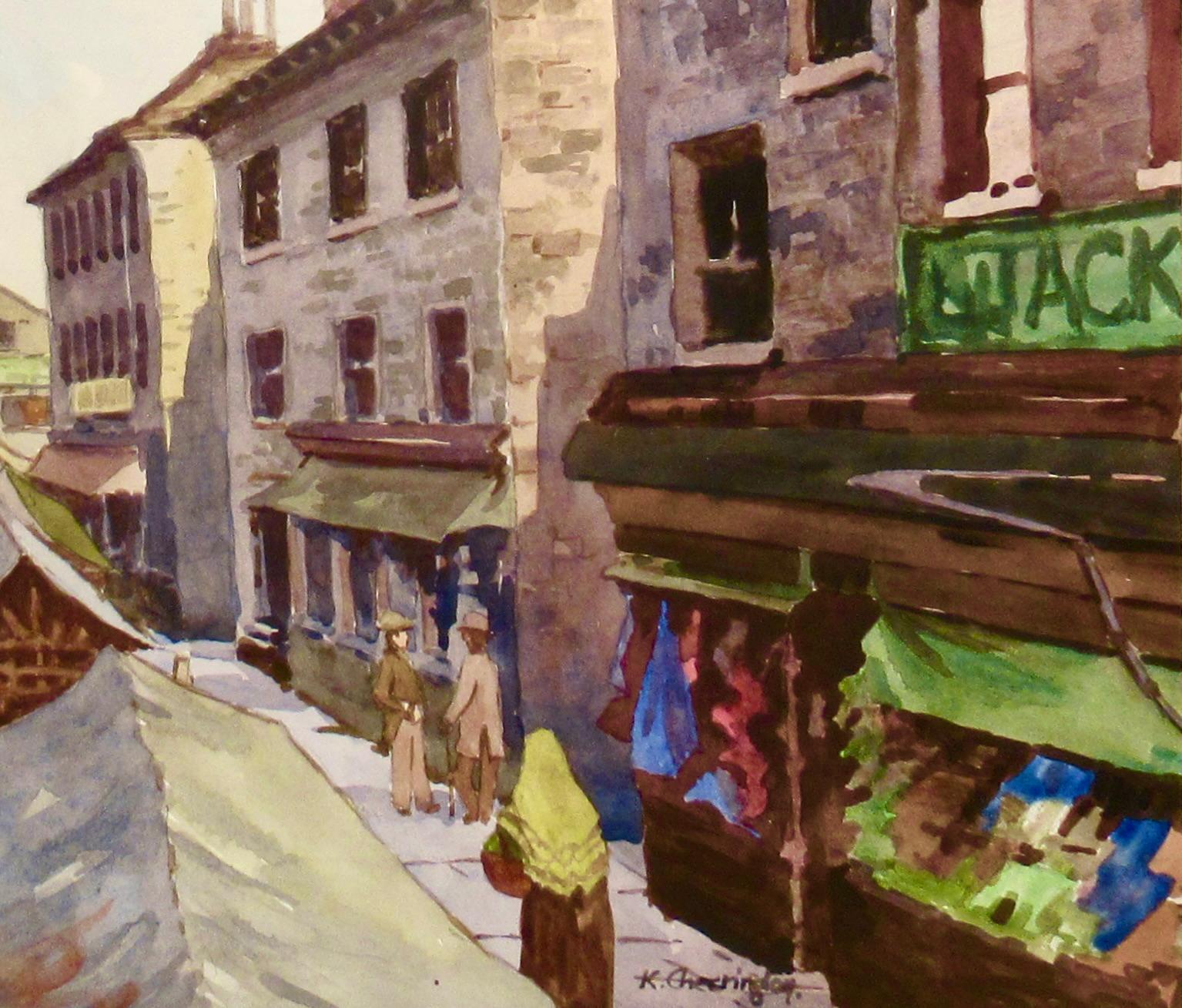 Mercato degli agricoltori, Glasgow - Figurative Art Beige di Ken Cherrington
