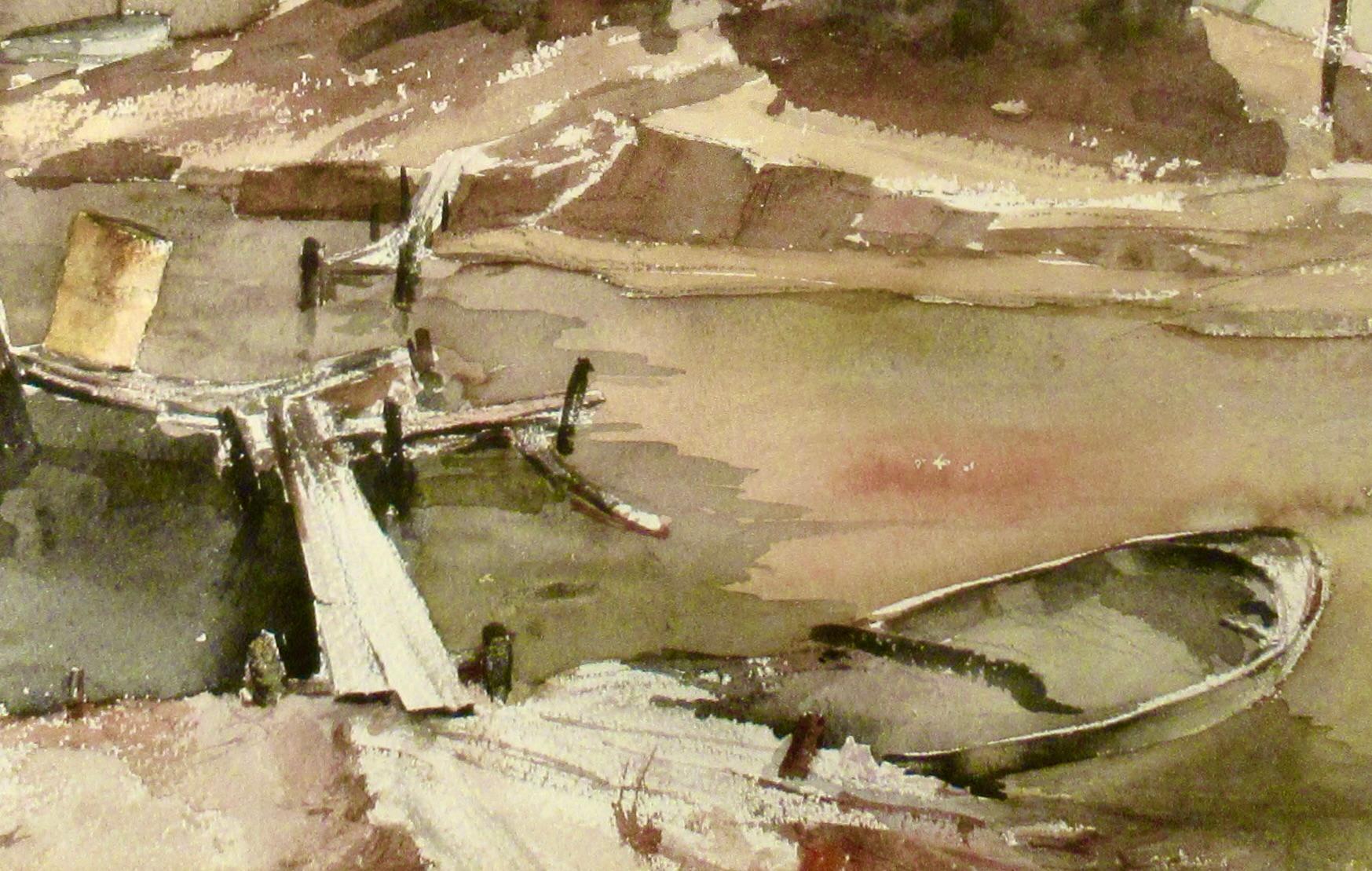 Texas Coast Line mit Hütte (Braun), Landscape Art, von Jim Jones