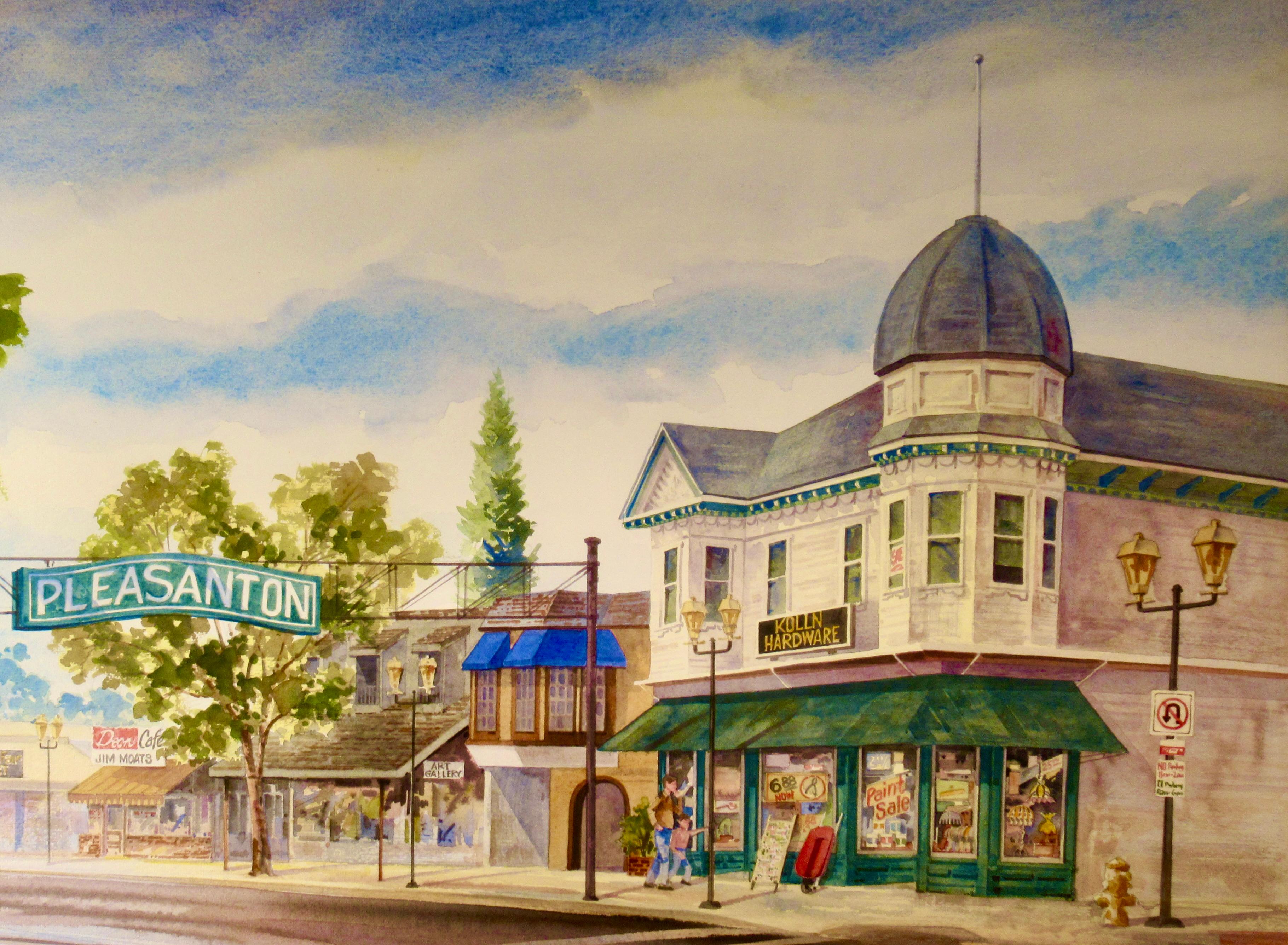 Kolin Building, Pleasanton, California - American Realist Art by William E. Hamilton