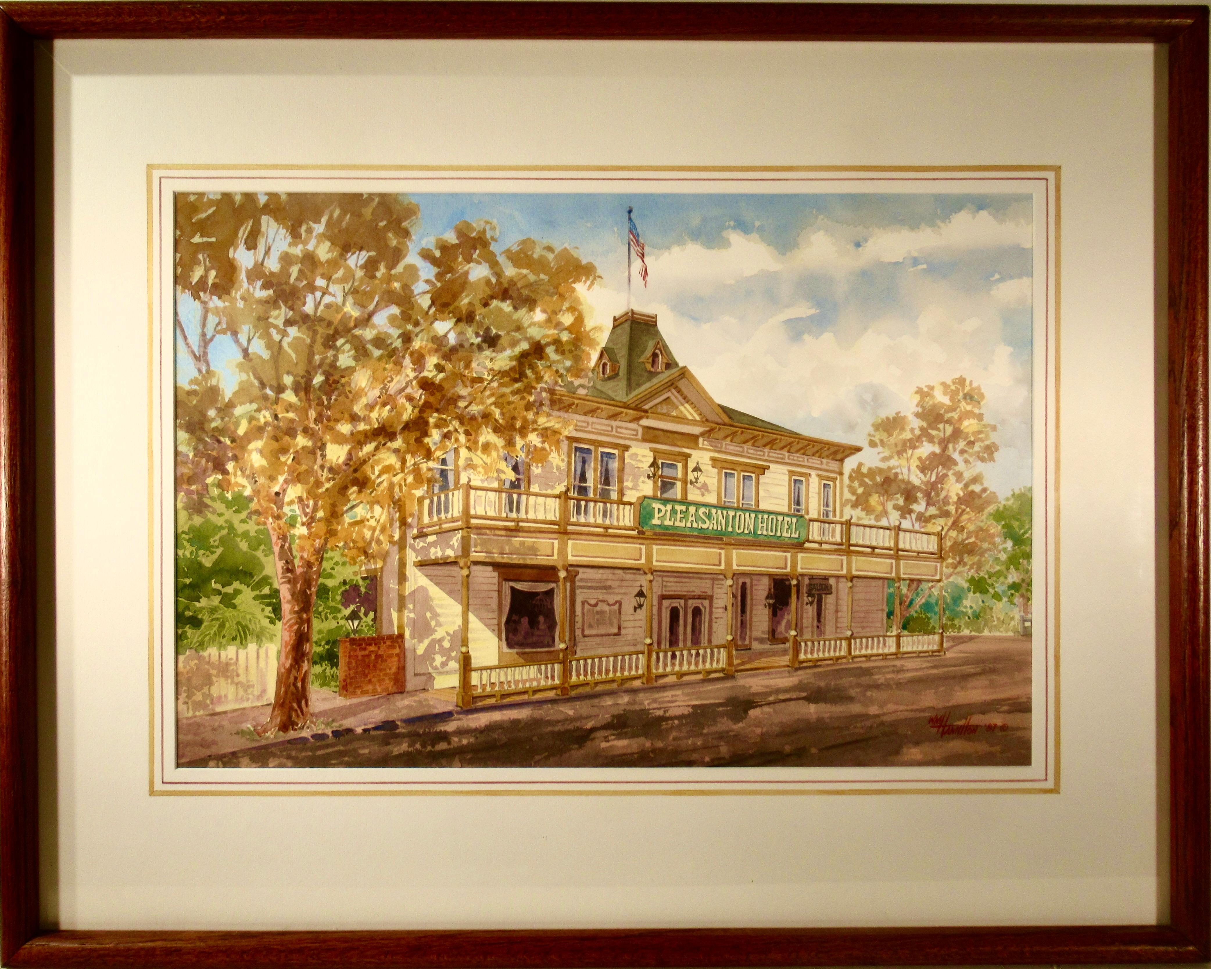 William E. Hamilton Figurative Art - Pleasanton Hotel, Pleasanton California