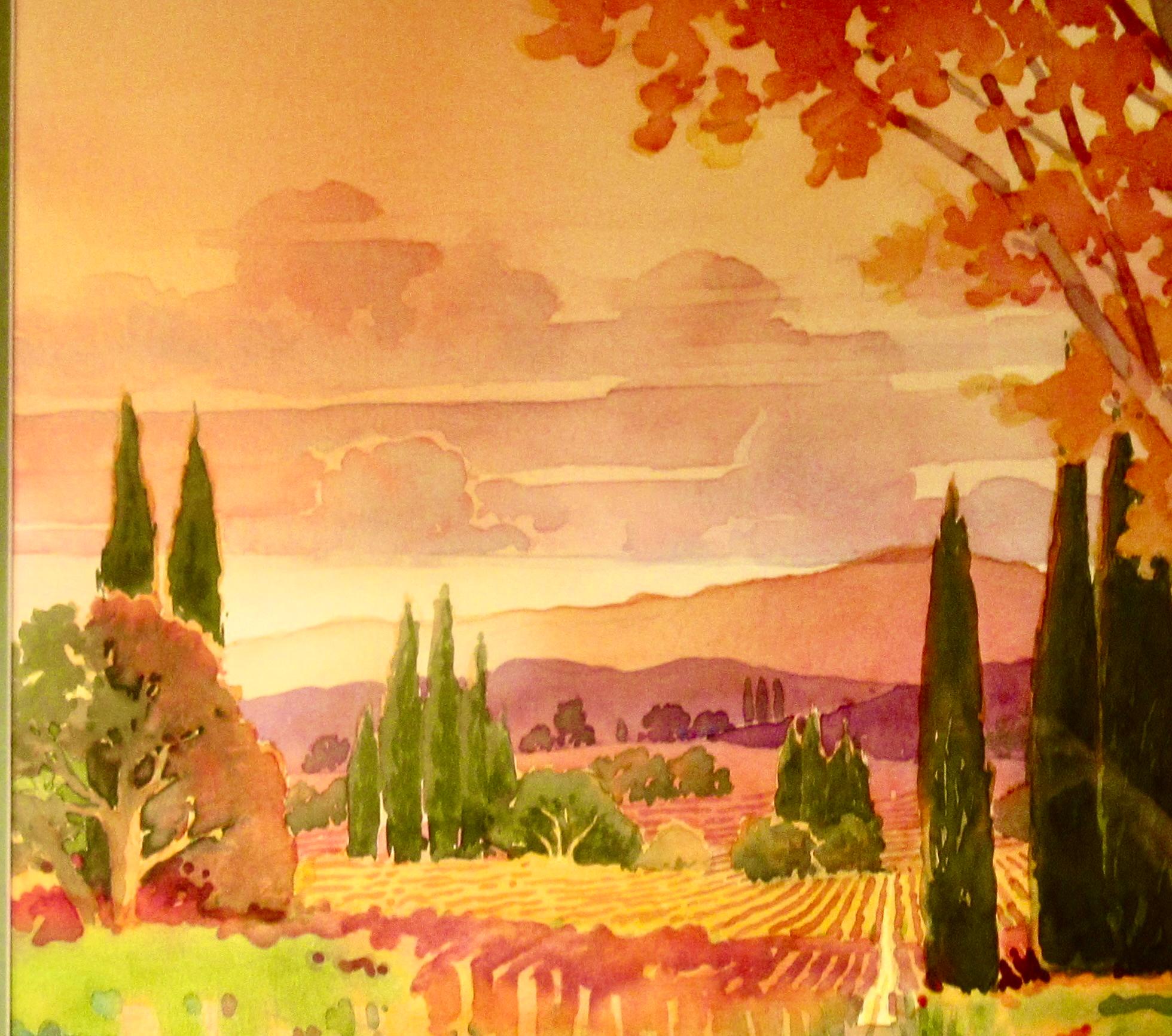 Wine Country #1 - Beige Figurative Art by Douglas Chun