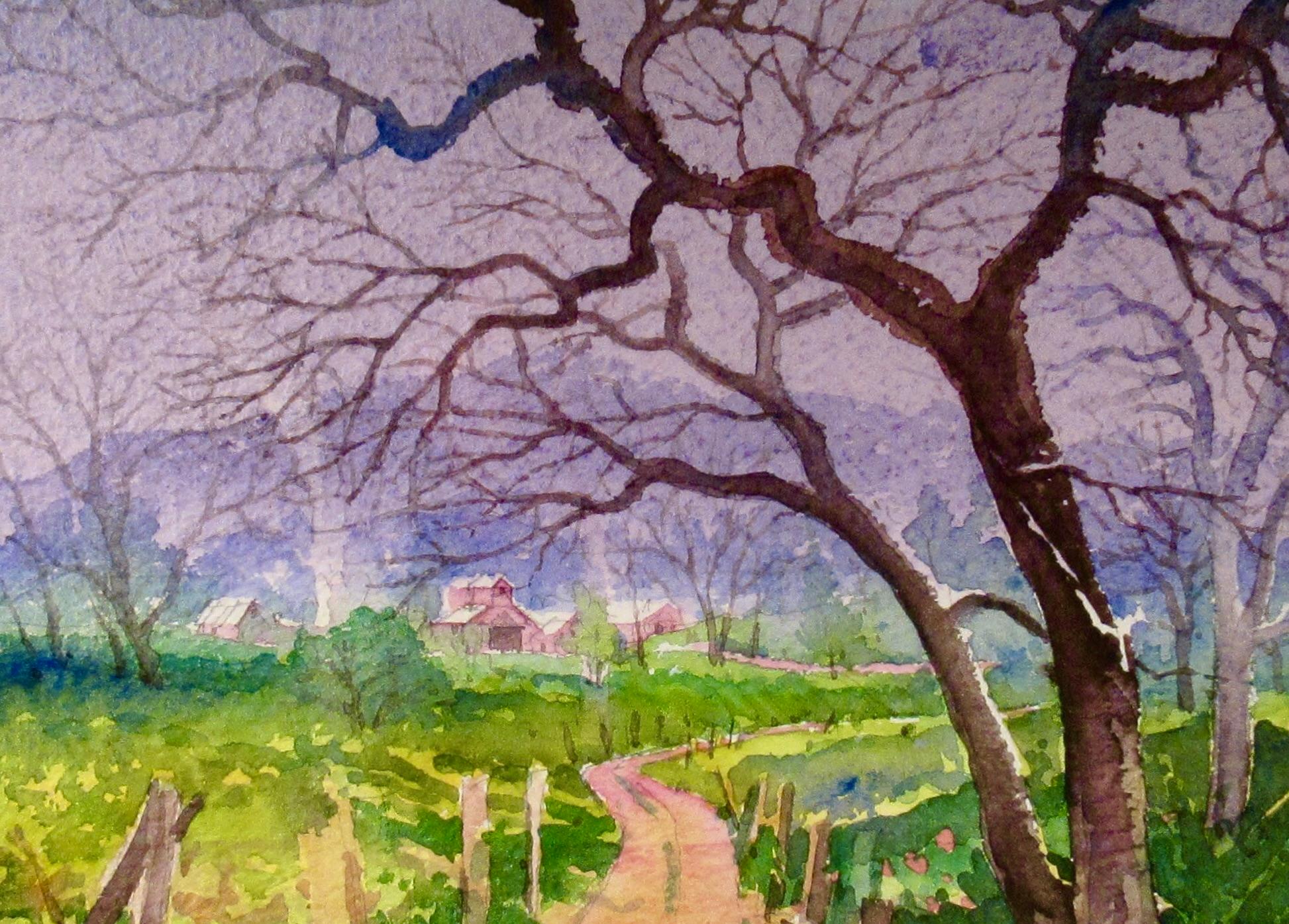 Robles de otoño - Art impresionista estadounidense de Douglas Chun