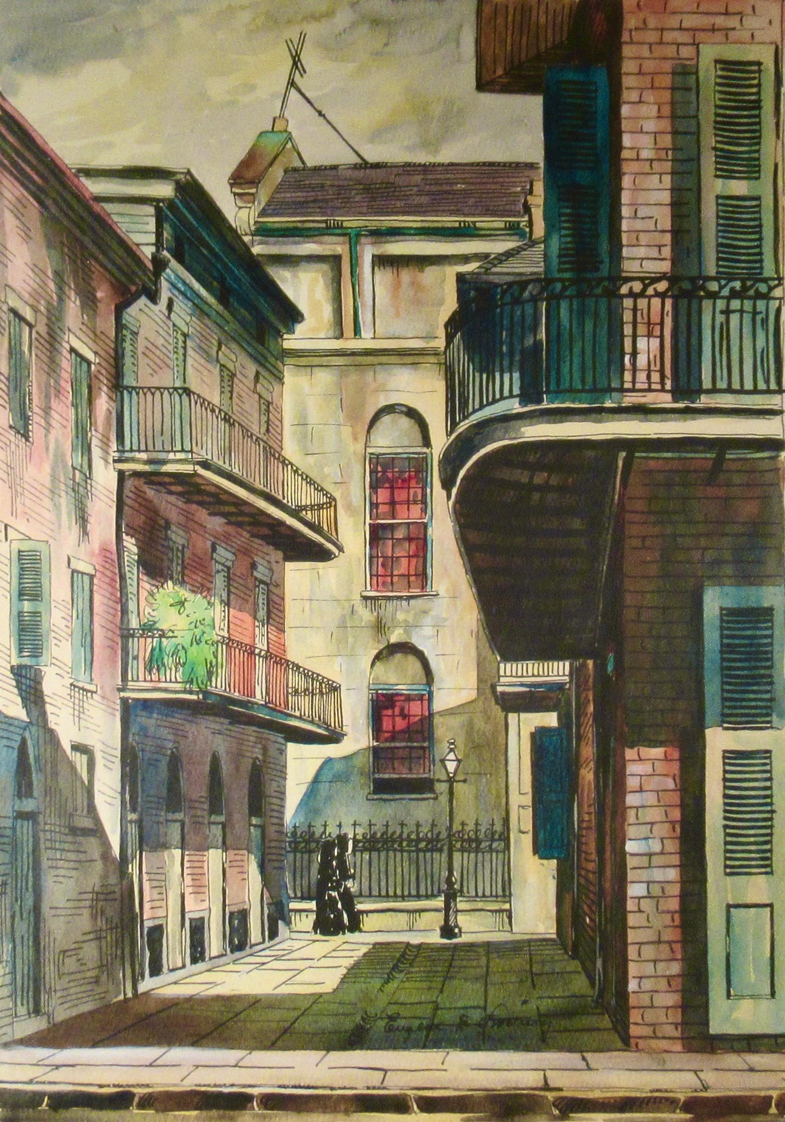Pirate's Alley, New Orleans - American Impressionist Art by Eugene Loving