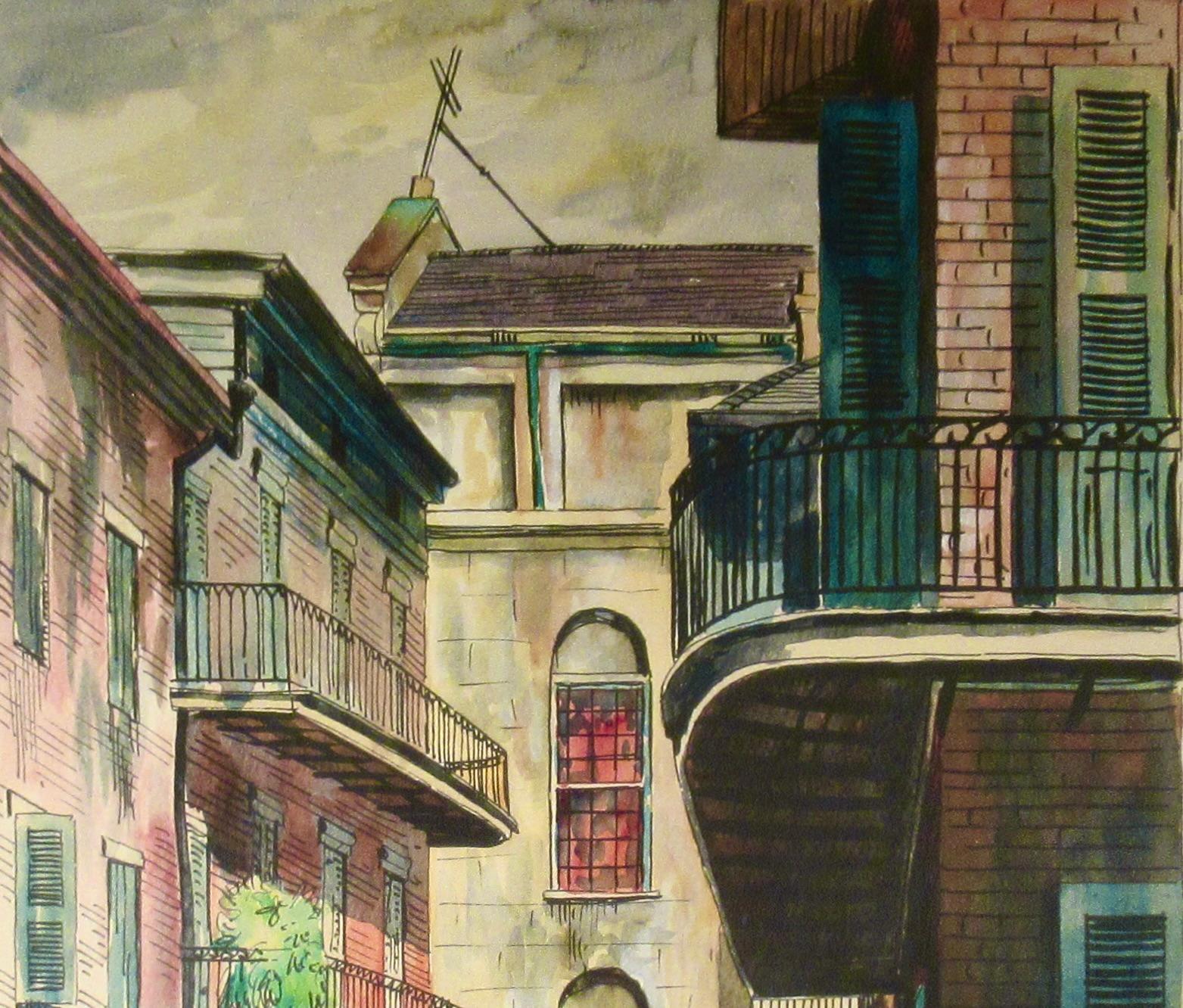 Pirate's Alley, New Orleans - Gray Landscape Art by Eugene Loving