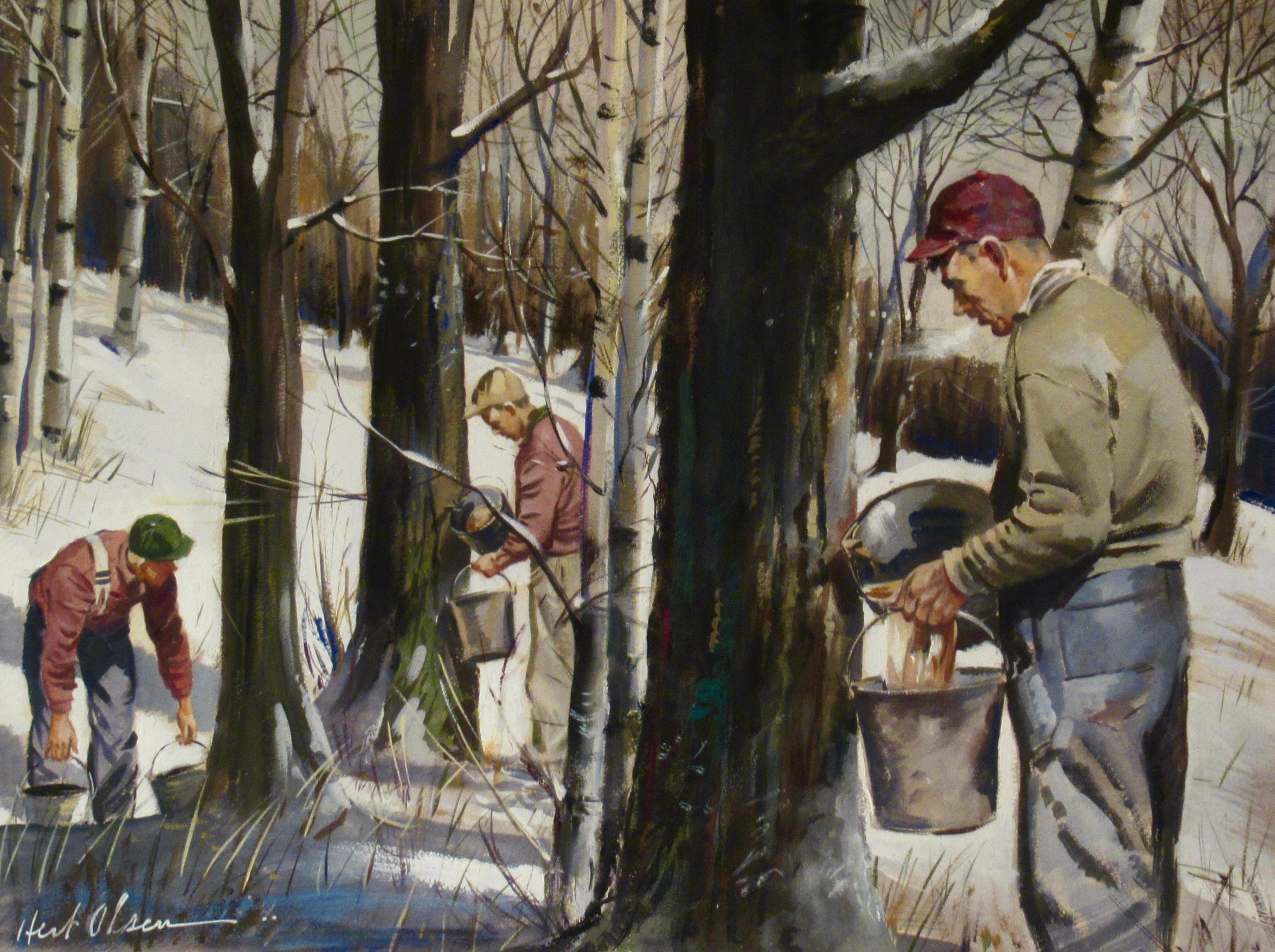 Harvesting Sap - Art by Herbert Vincent Olsen