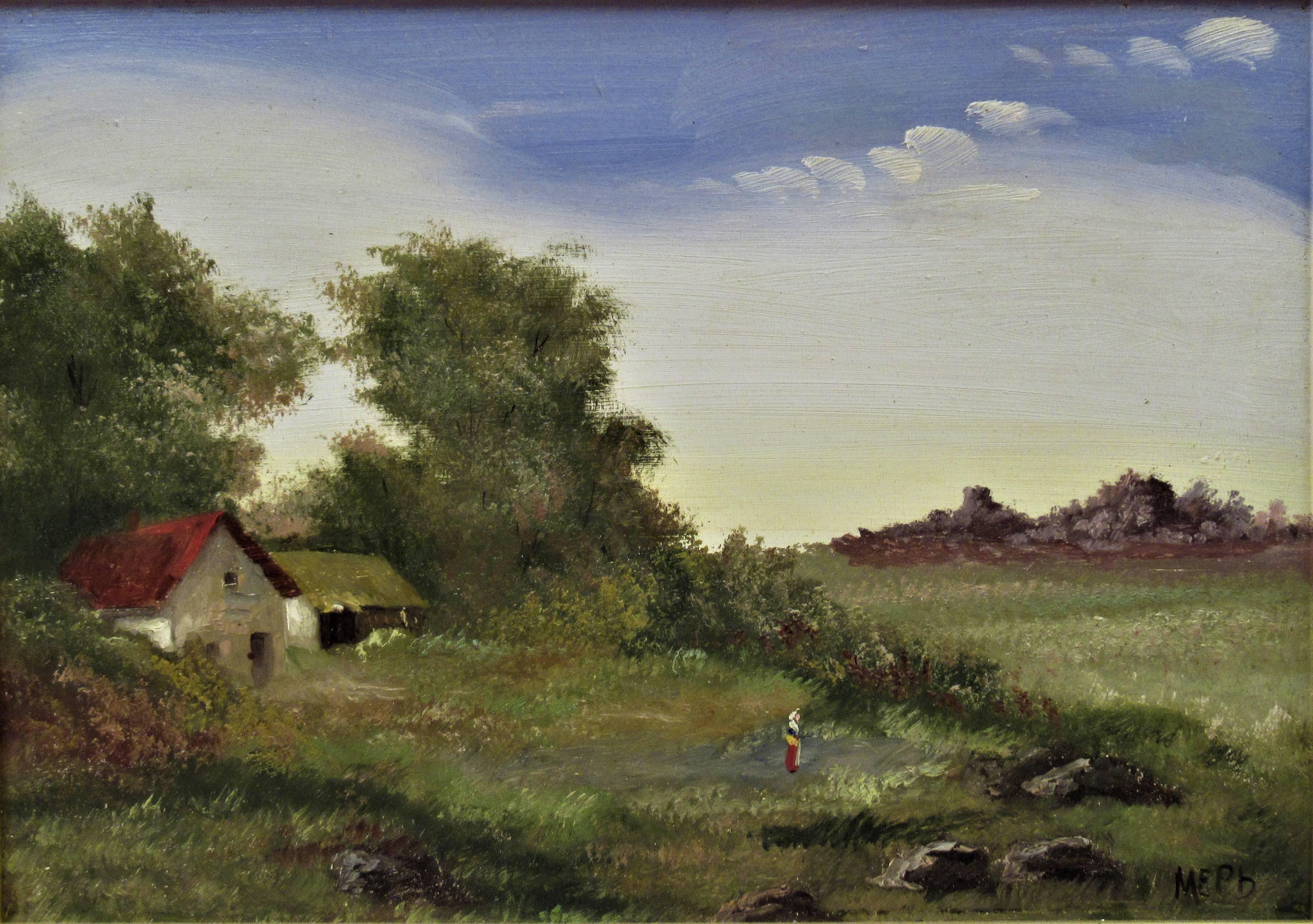 Landscape with Farm - Painting by Martin Erich Philipp