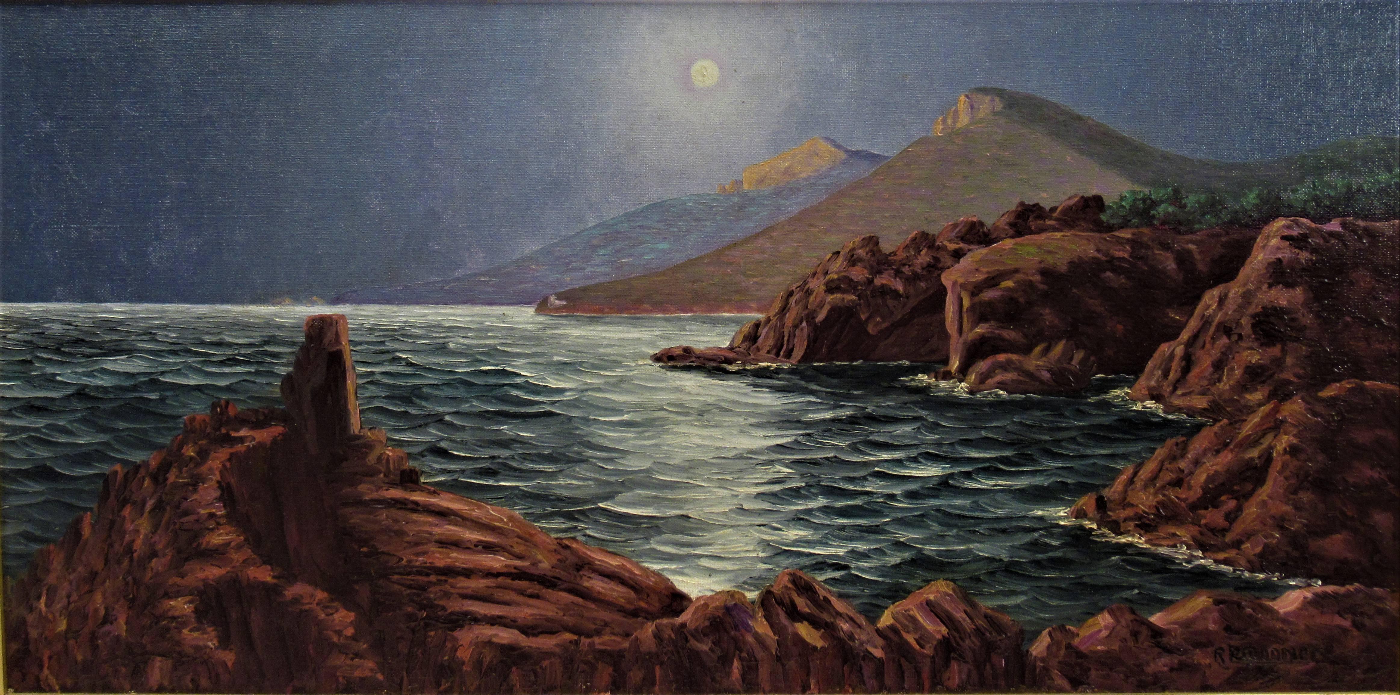 Paysage marin de la nuit en Provence - Painting de Robert Lemonnier