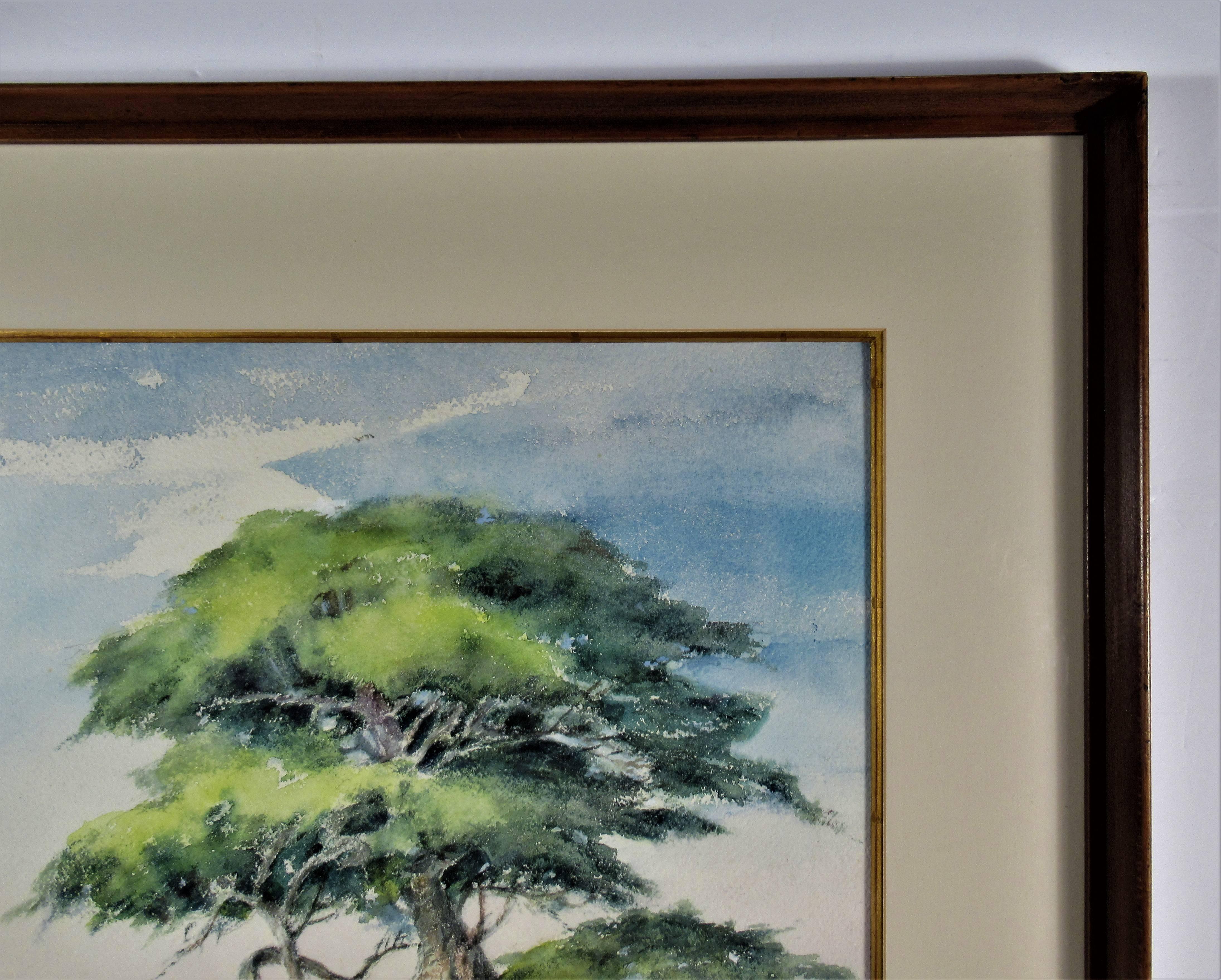 This artwork c.1950 is a watercolor by noted Oregon artist Maude Walling Wanker ( American, 1882-1970) It is signed at the lower right corner by the artist. The artwork size is 16.25 x 21.25 inches, framed size is 25 x 29 inches. Framed in a dark