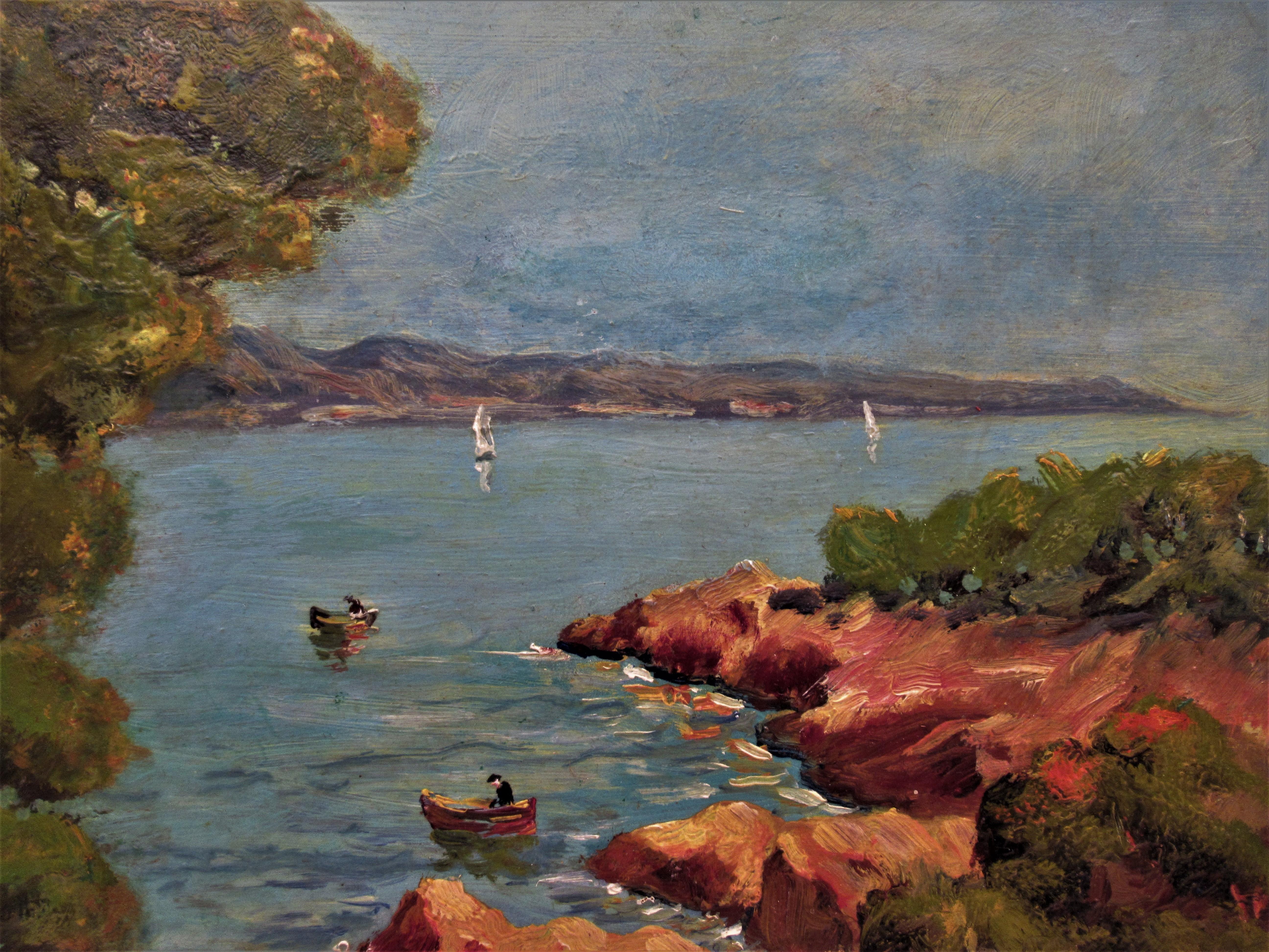 Paisajes con mar. Dos cuadros sobre cartón duro, uno está firmado. - Painting Fauvista de Lucien Mainssieux