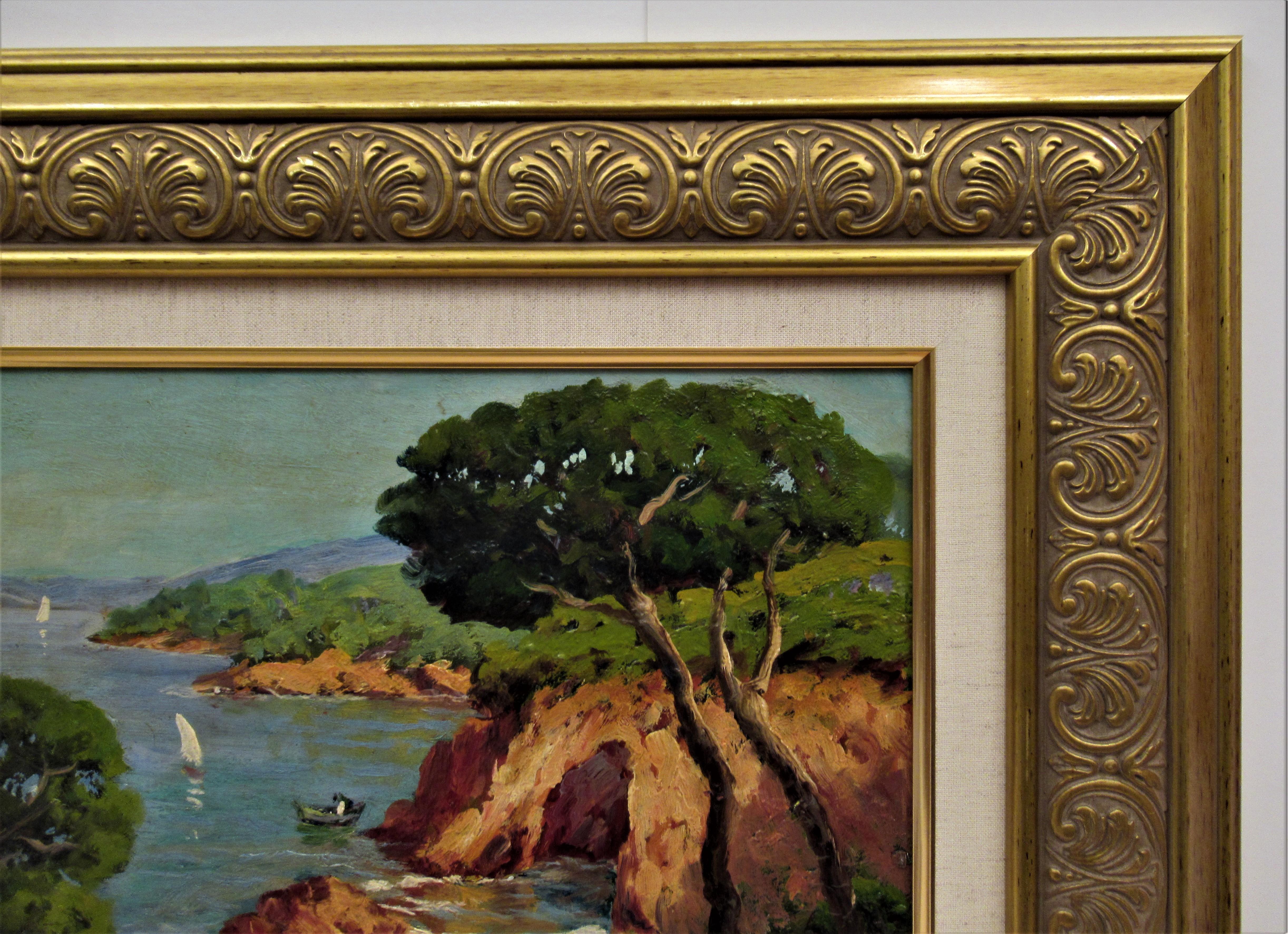 Paisajes con mar. Dos cuadros sobre cartón duro, uno está firmado. en venta 5
