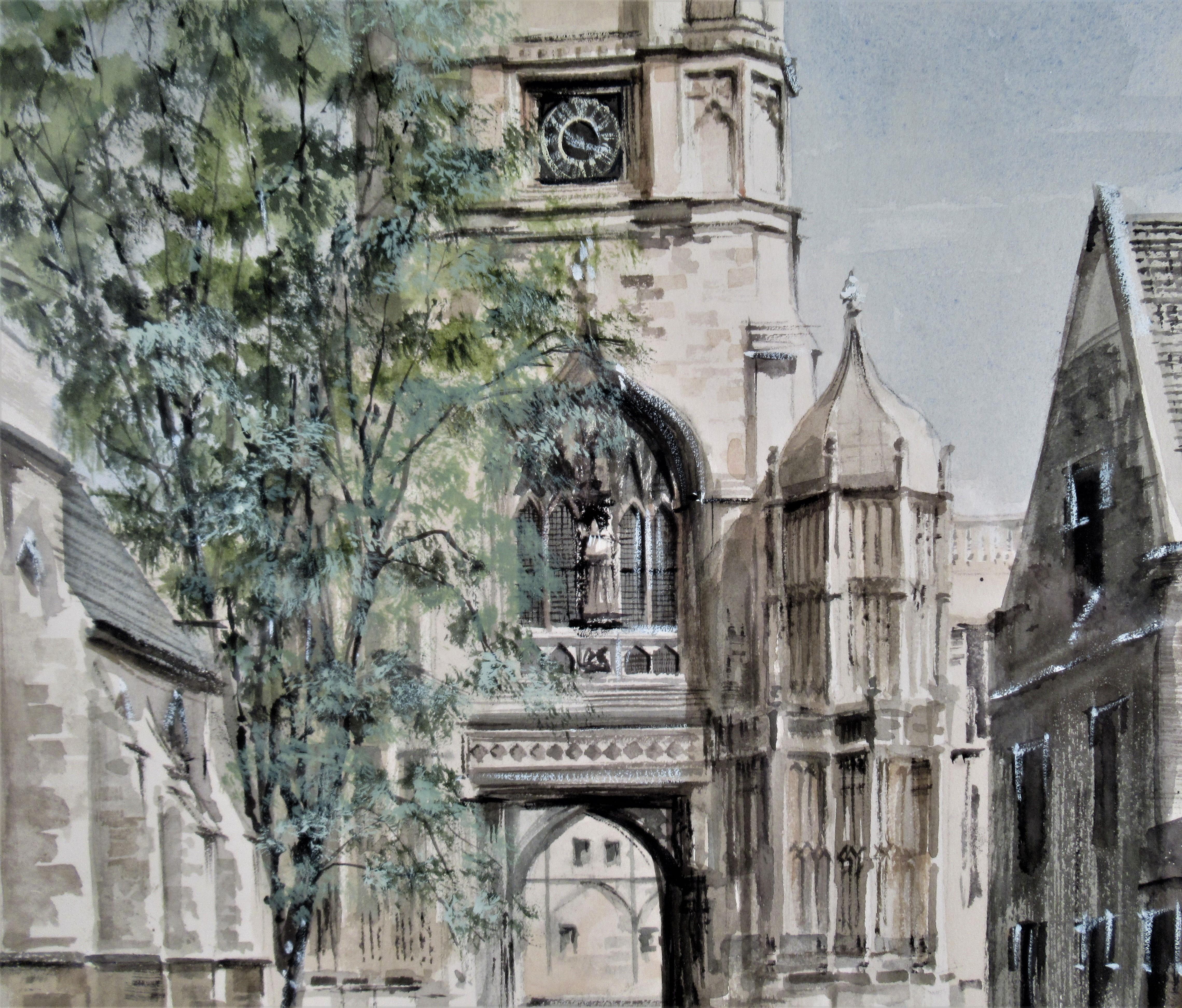 Cityscape #1 aus Oxford (Grau), Figurative Art, von Ken Messer