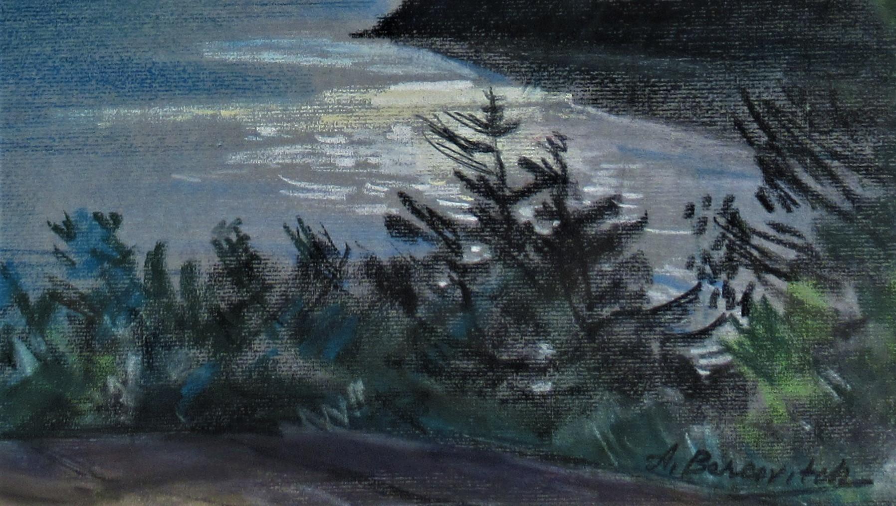 Paysage avec lac - Noir Landscape Art par Alexander (Alexandre) Bercowitch