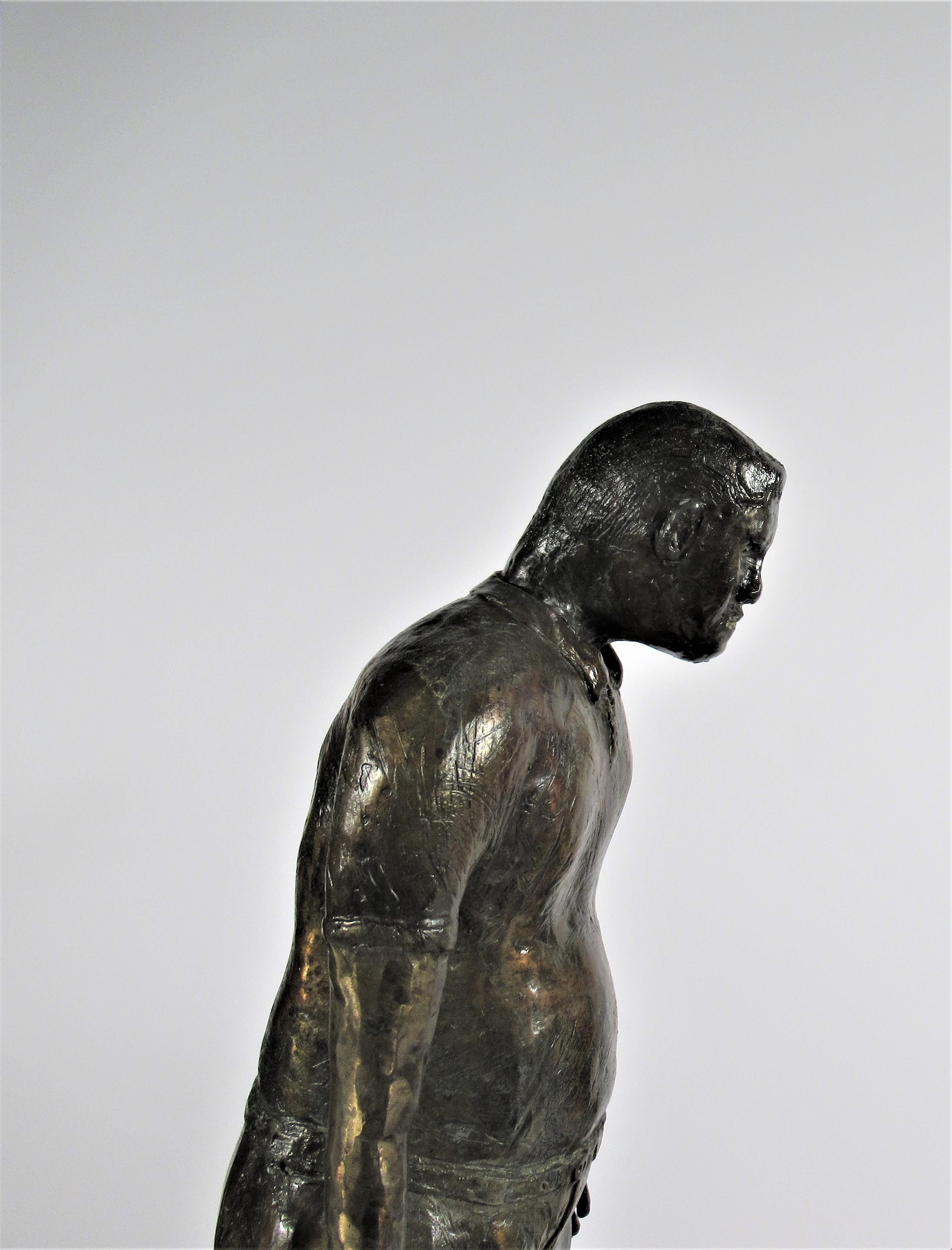The Athlete and his Coach - Gold Figurative Sculpture by Kenneth Johnson