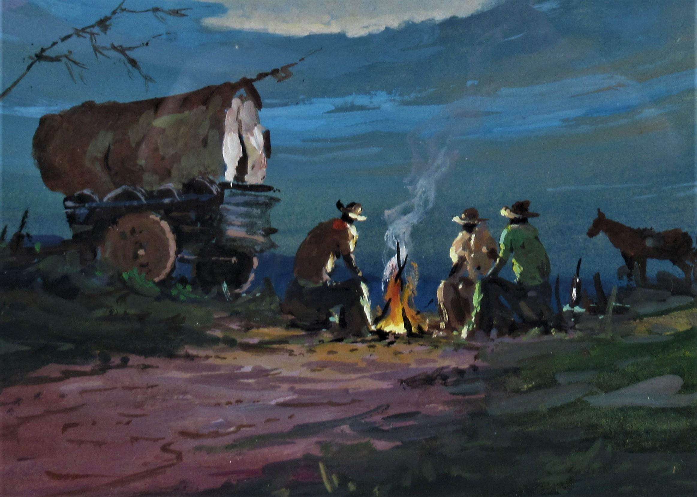 cowboys around campfire