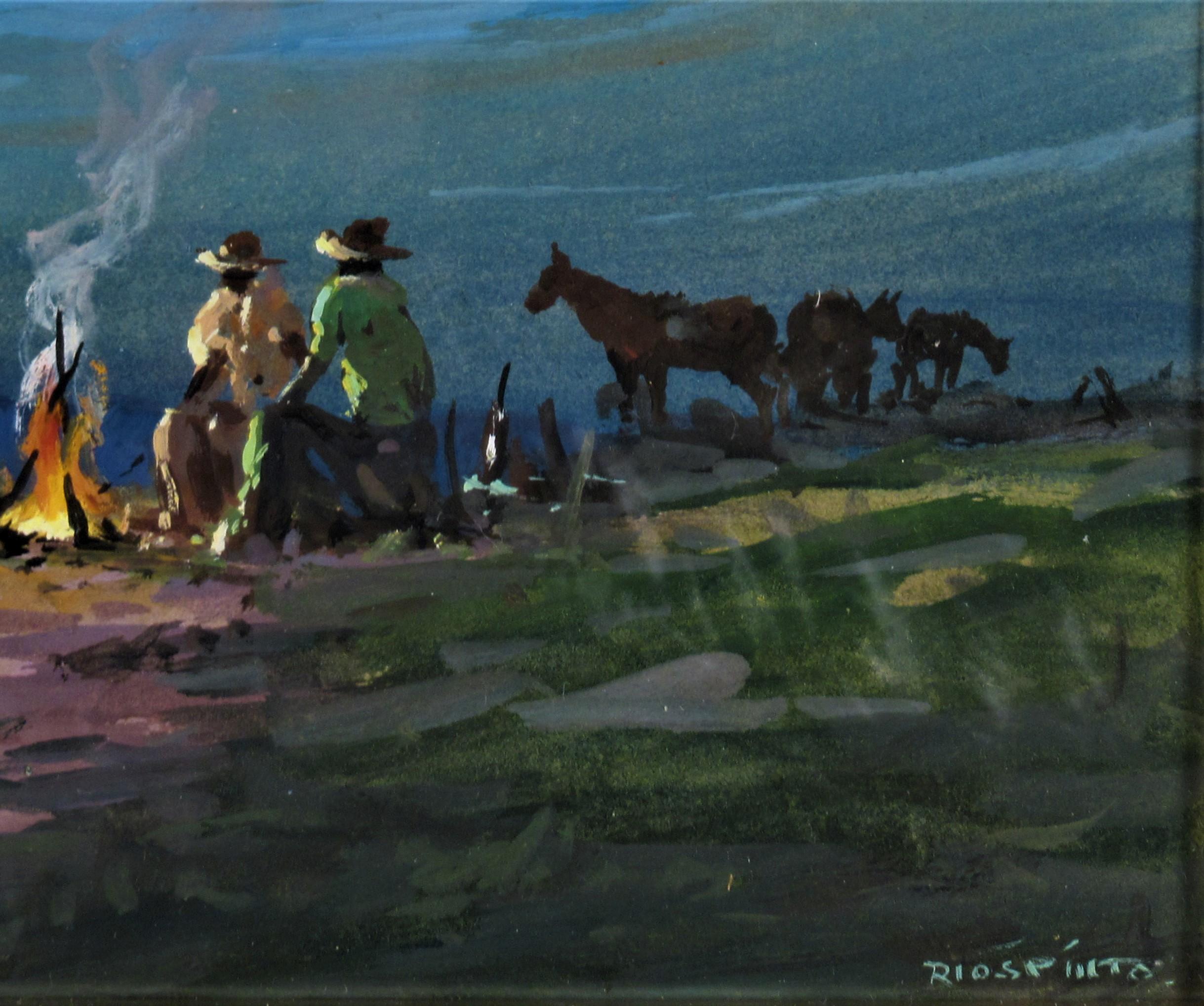 cowboys around campfire