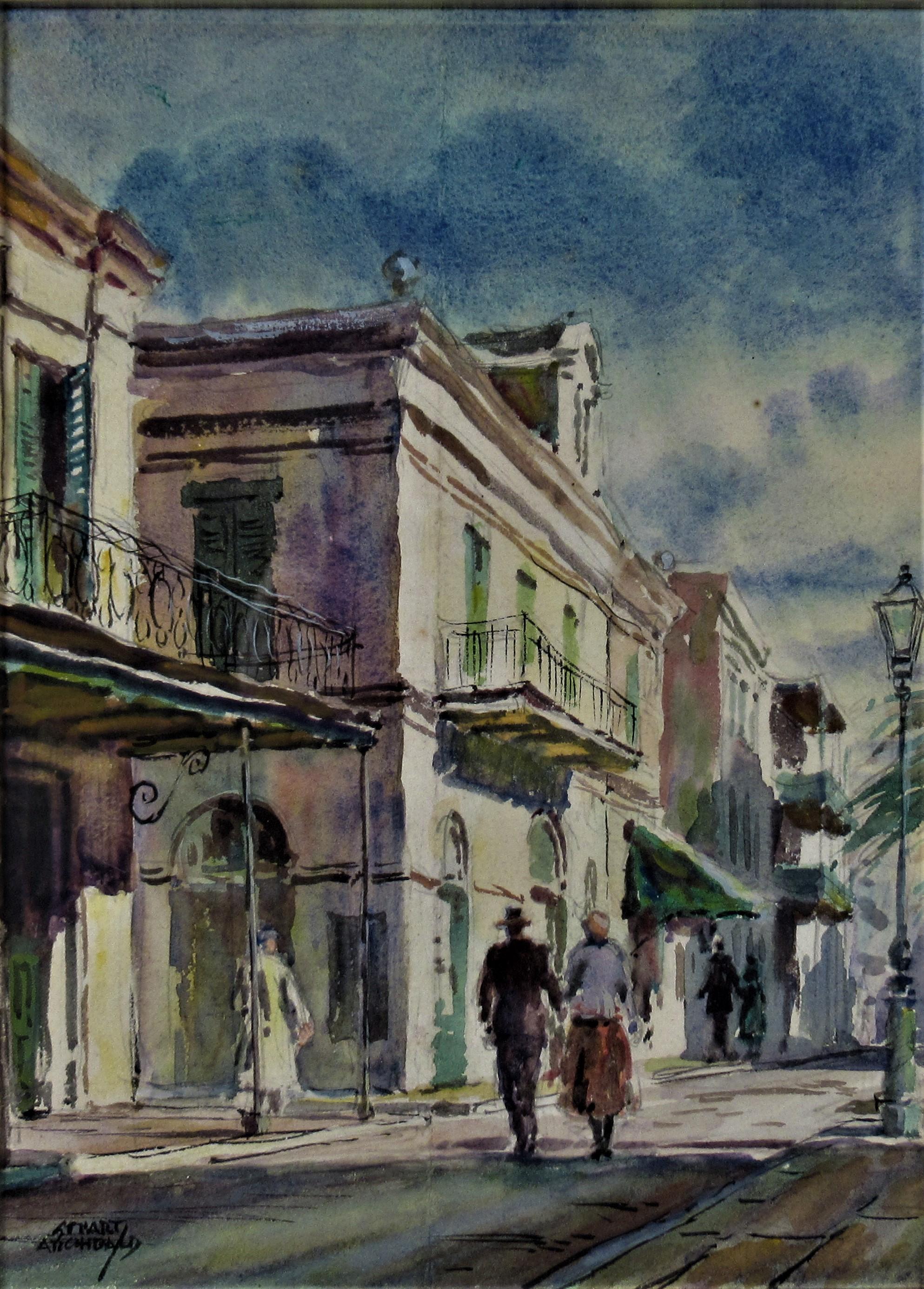 French Quarter Street Scene, New Orleans - Art by W, Stuart Archibald