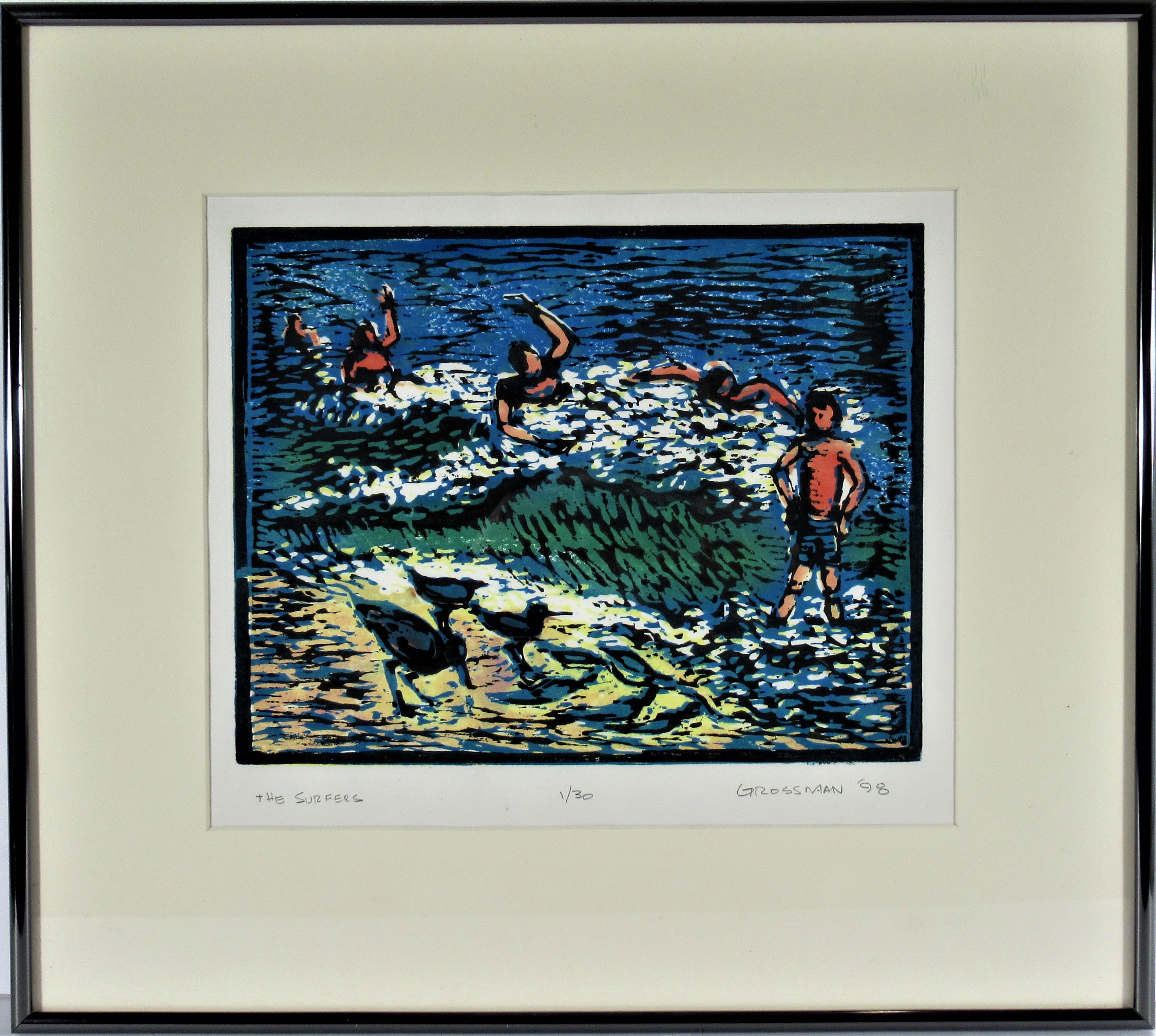 Arnold A. Grossman Landscape Print - The Surfers