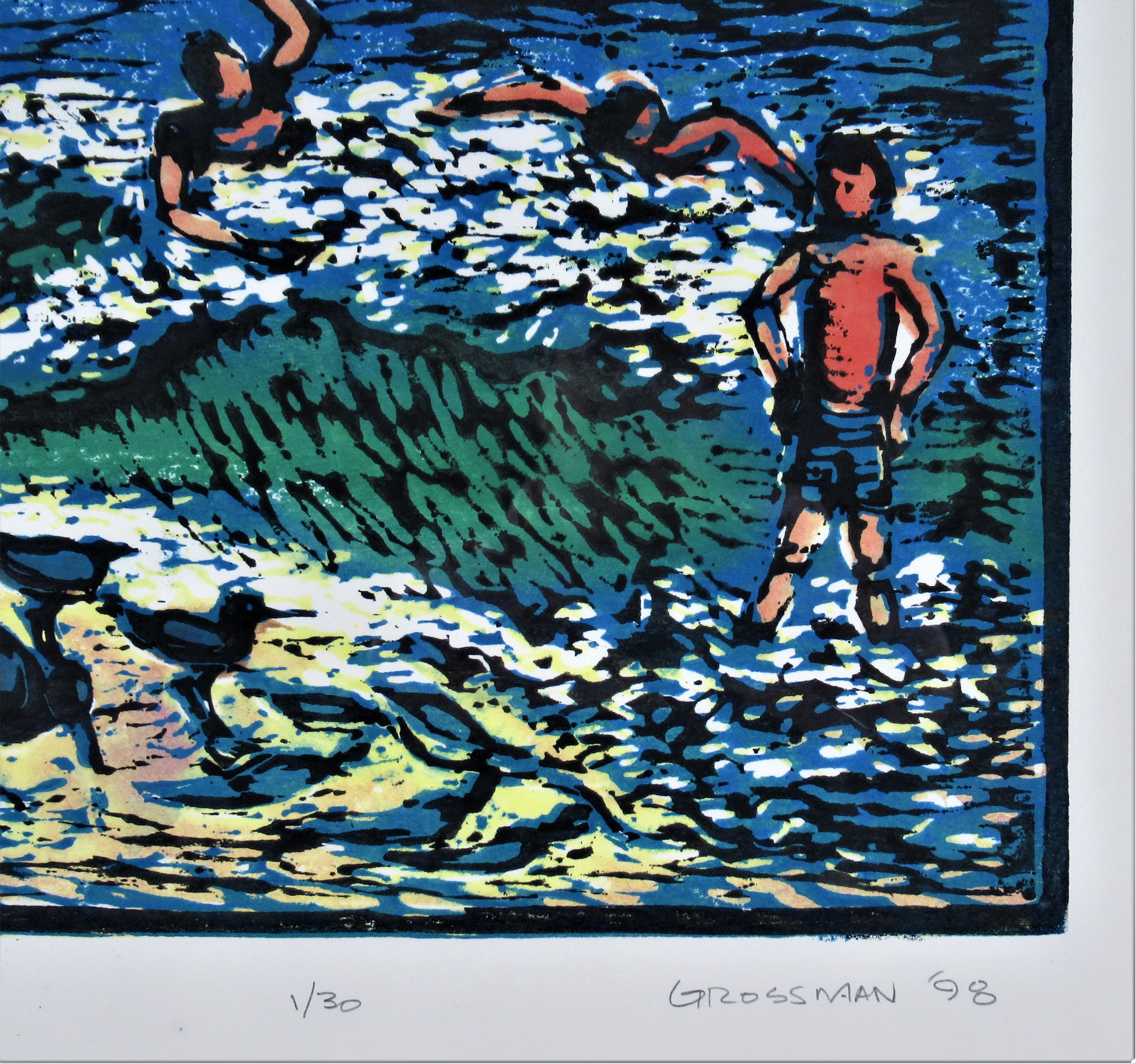 Die Surfer (Beige), Landscape Print, von Arnold A. Grossman